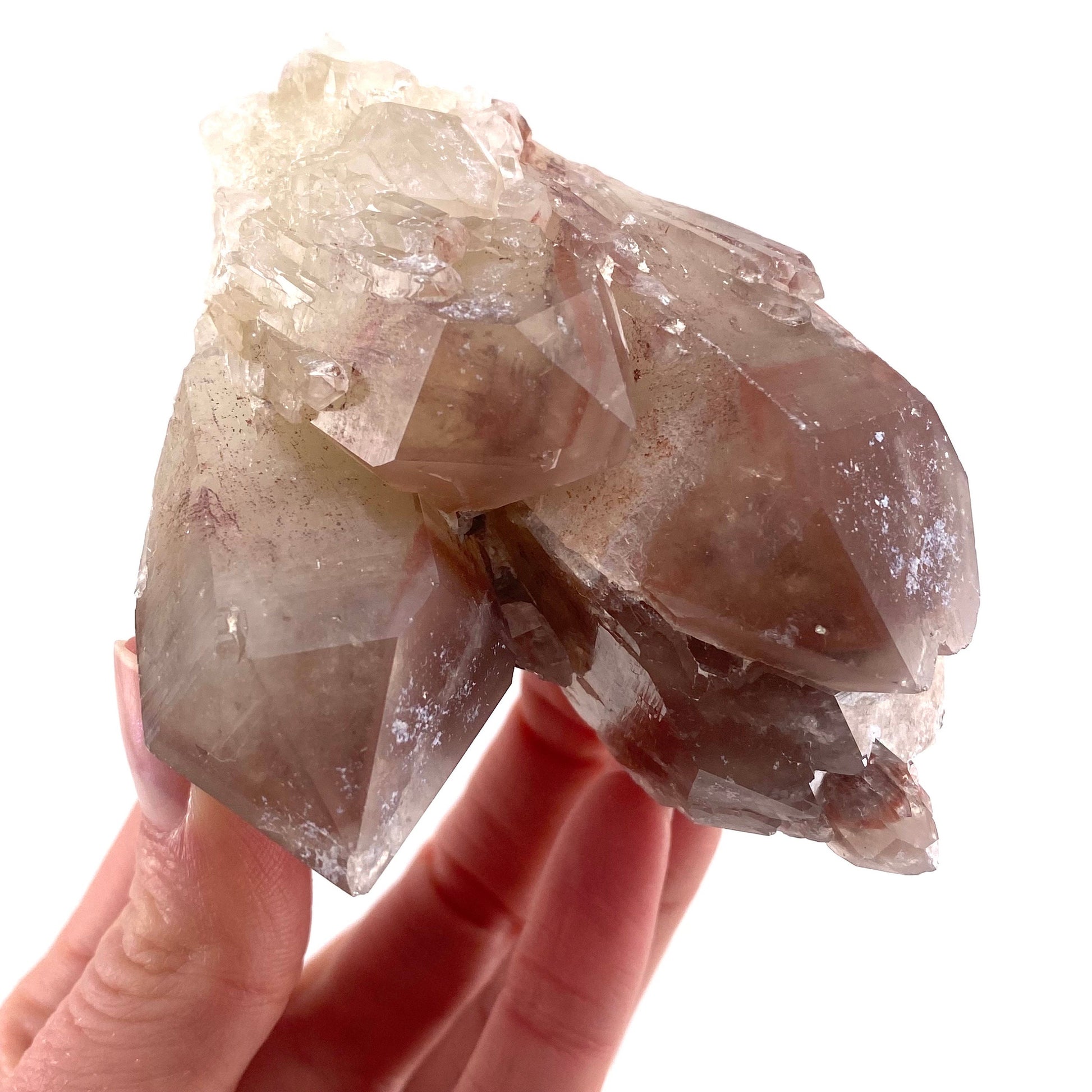 Red Hematite Quartz Cluster (Zimbabwe), quartz crystal, hematite quartz point, red phantom quartz, fire quartz