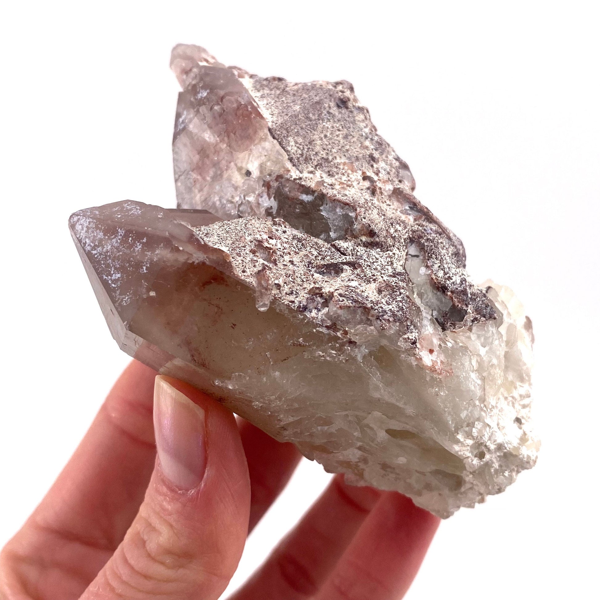 Red Hematite Quartz Cluster (Zimbabwe), quartz crystal, hematite quartz point, red phantom quartz, fire quartz