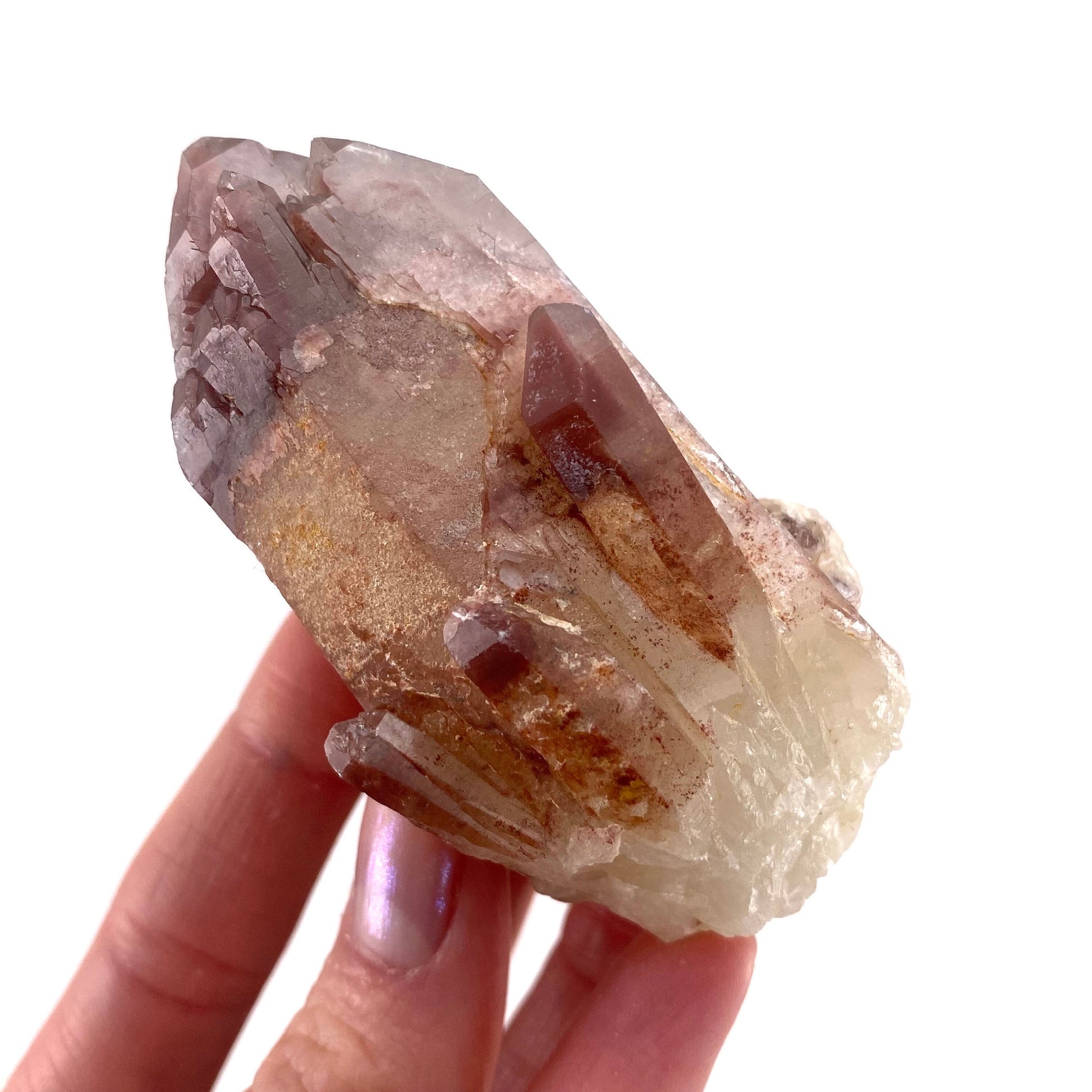 Red Hematite Quartz Cluster (Zimbabwe), quartz crystal, hematite quartz point, red phantom quartz, fire quartz