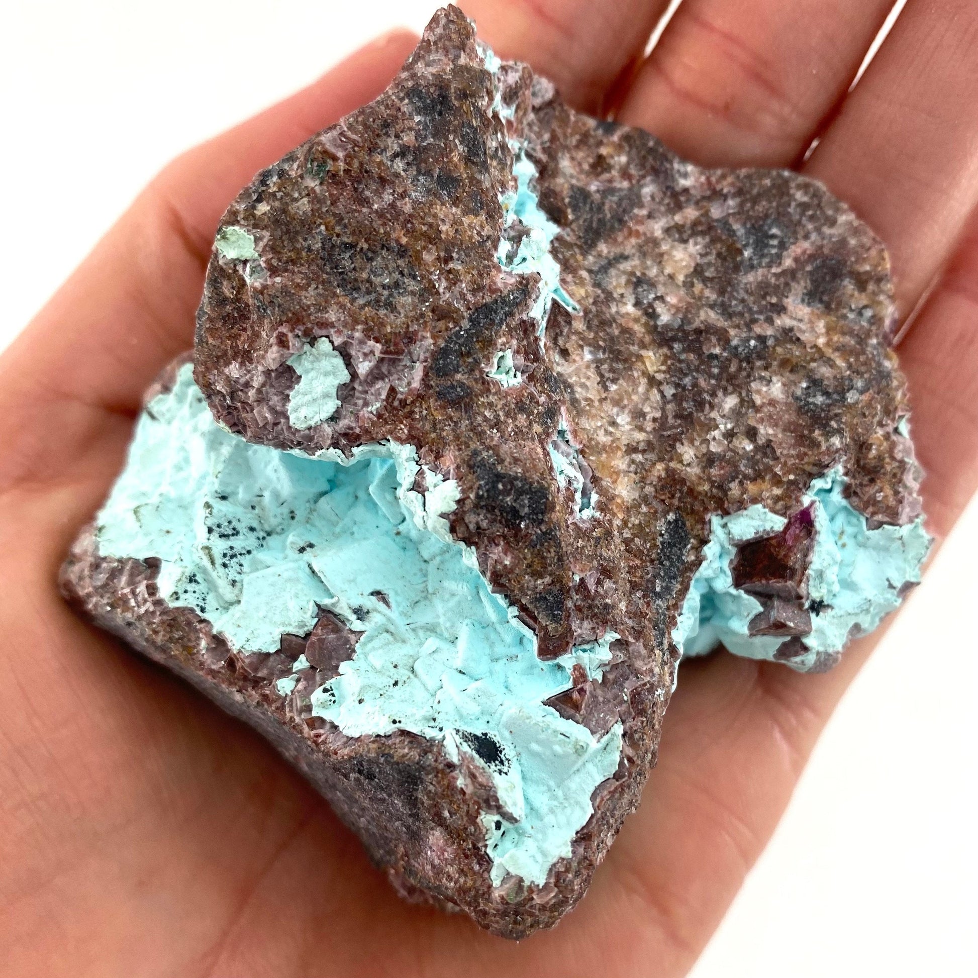 Druzy Chrysocolla with Cobalto Calcite Specimen (Congo), raw chrysocolla, druzy chrysocolla, chrysocolla crystal, raw crystals