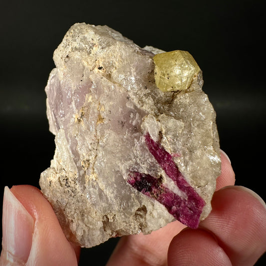 Rare! Londonite with Liddicoatite on Matrix (Madagascar) | rare minerals, mineral specimen, rare crystals
