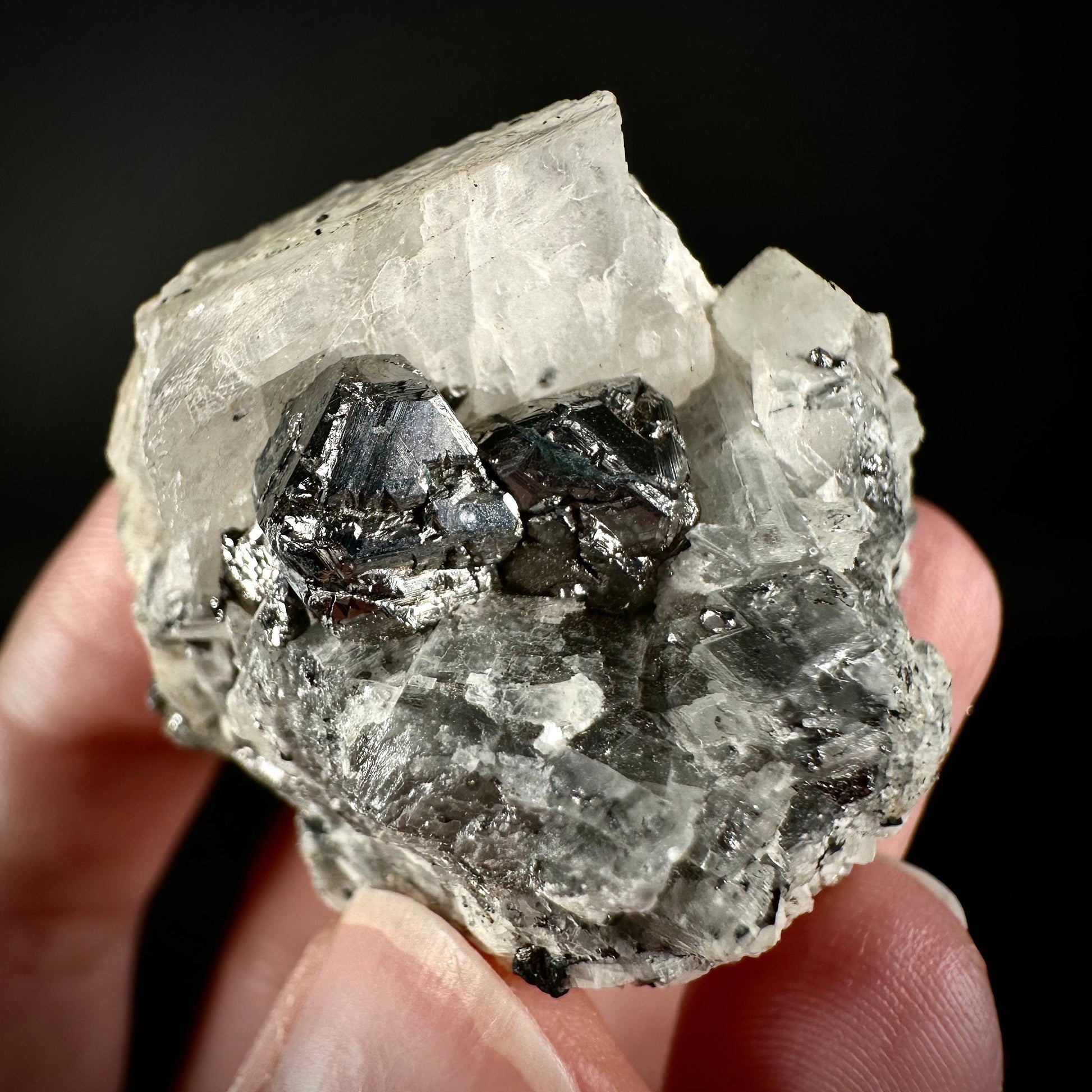 Rare! Carrollite in Calcite Specimen (DR Congo) | carrollite crystal, mineral specimen, rare minerals, rare gems