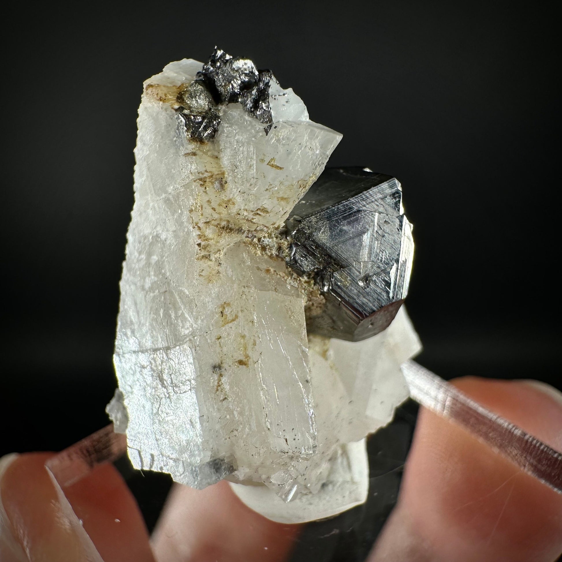 Rare! Carrollite in Calcite Specimen (DR Congo) | carrollite crystal, mineral specimen, rare minerals, rare gems