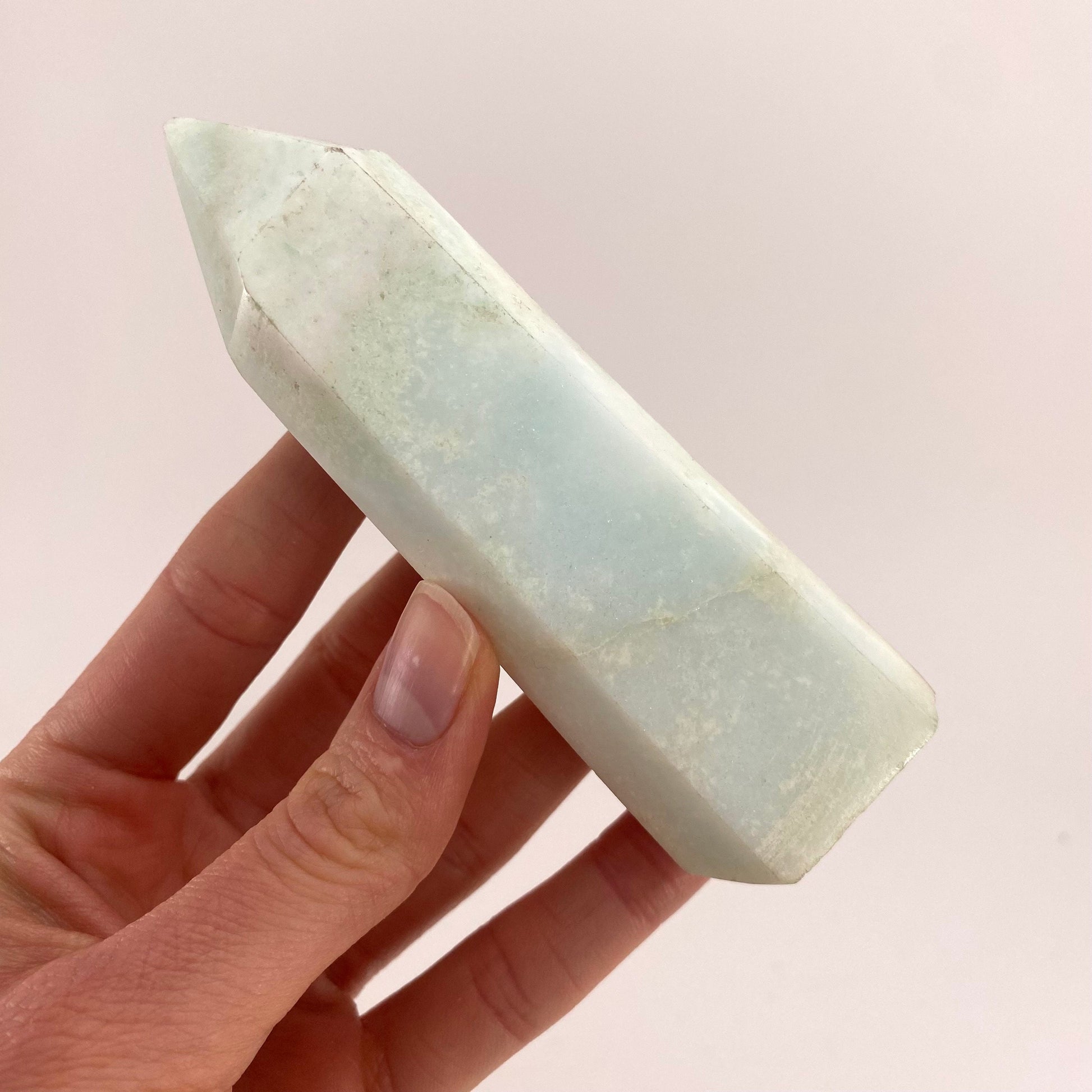 Smithsonite Point, blue smithsonite tower, crystal point, blue smithsonite crystal