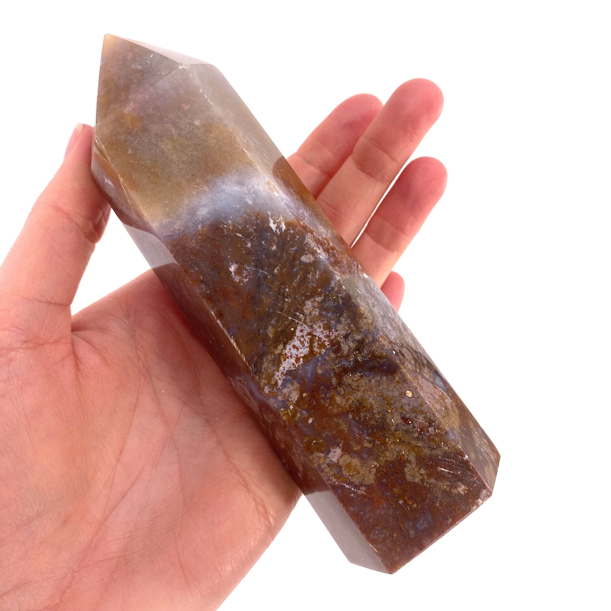 Ocean Jasper Point, orbicular jasper point, crystal point, ocean jasper crystal, orbicular jasper