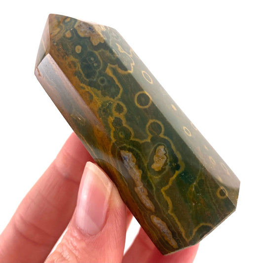 Ocean Jasper Point, orbicular jasper point, crystal point, ocean jasper crystal, orbicular jasper
