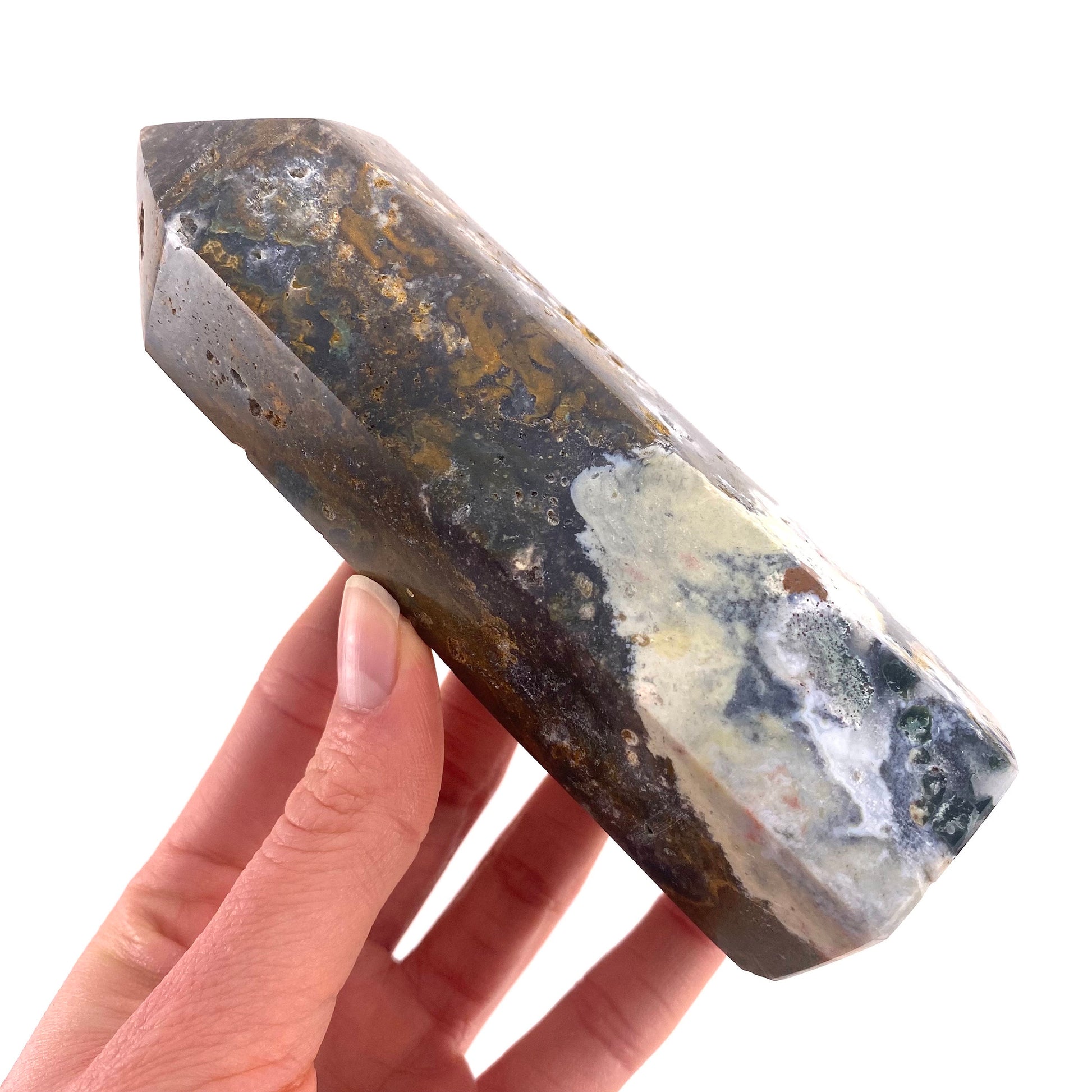 Ocean Jasper Point, orbicular jasper point, crystal point, ocean jasper crystal, orbicular jasper