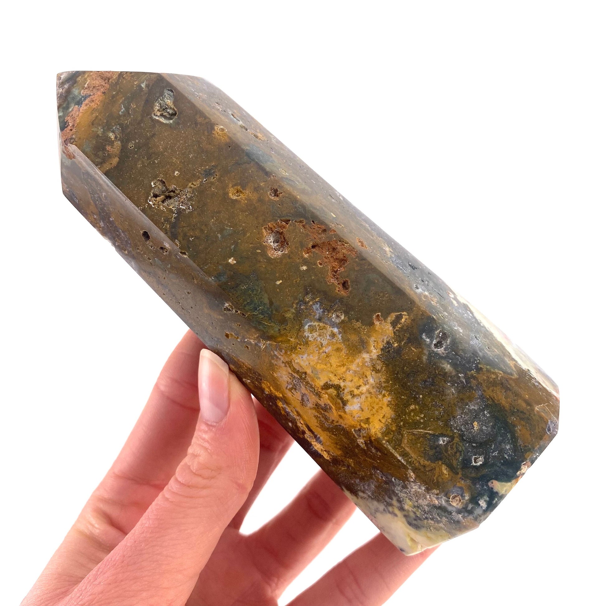 Ocean Jasper Point, orbicular jasper point, crystal point, ocean jasper crystal, orbicular jasper