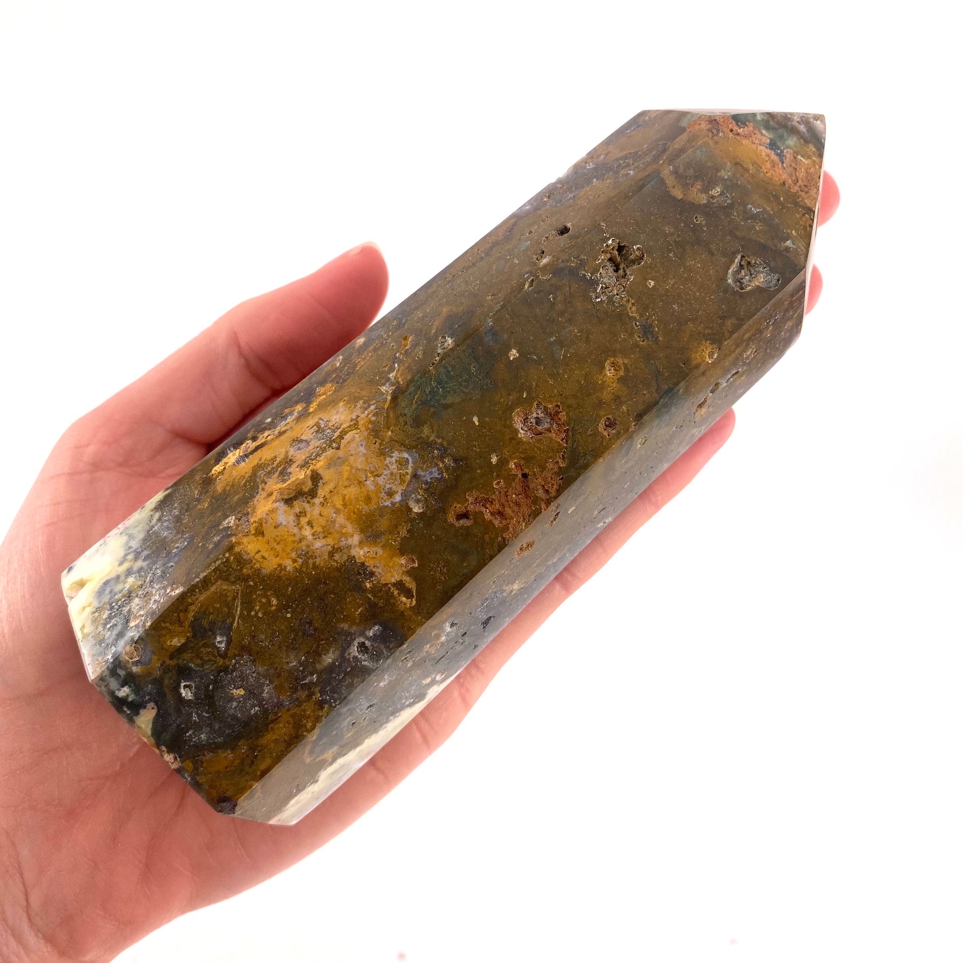 Ocean Jasper Point, orbicular jasper point, crystal point, ocean jasper crystal, orbicular jasper