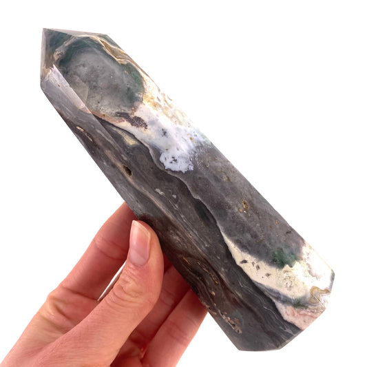 Ocean Jasper Point, orbicular jasper point, crystal point, ocean jasper crystal, orbicular jasper