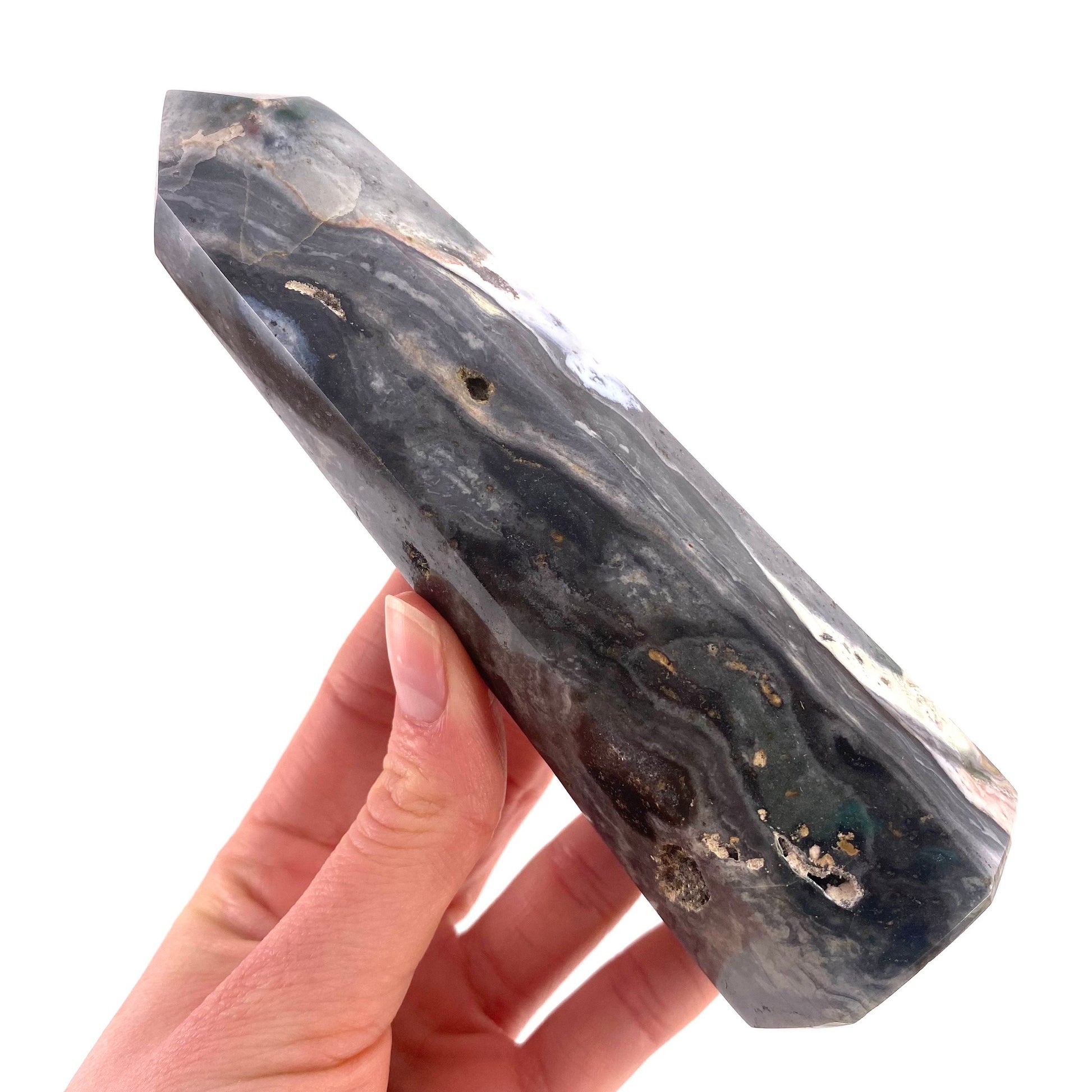 Ocean Jasper Point, orbicular jasper point, crystal point, ocean jasper crystal, orbicular jasper