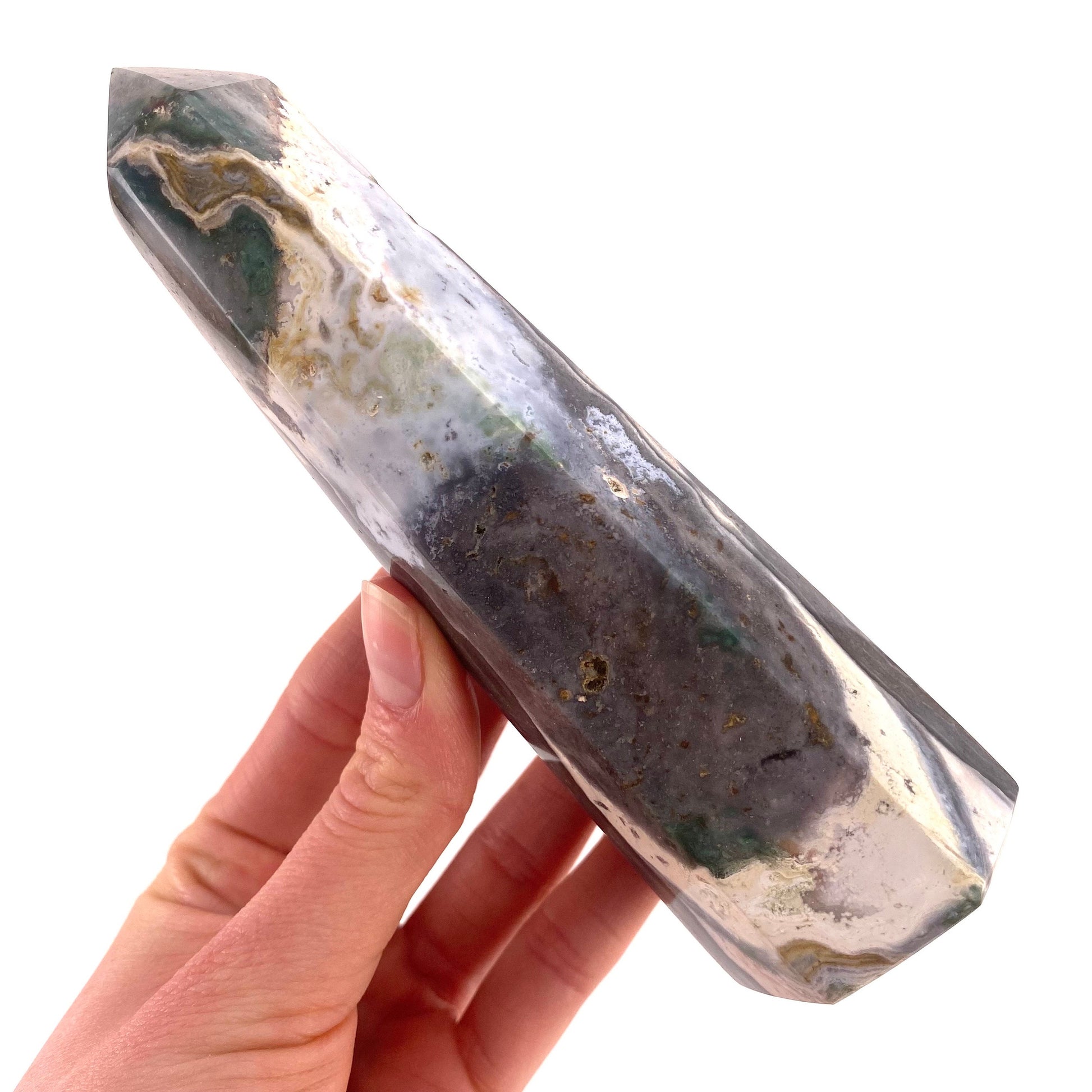 Ocean Jasper Point, orbicular jasper point, crystal point, ocean jasper crystal, orbicular jasper