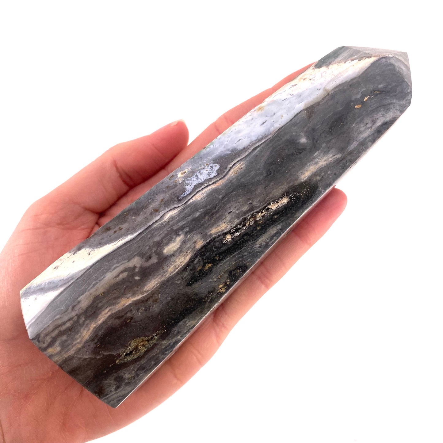 Ocean Jasper Point, orbicular jasper point, crystal point, ocean jasper crystal, orbicular jasper