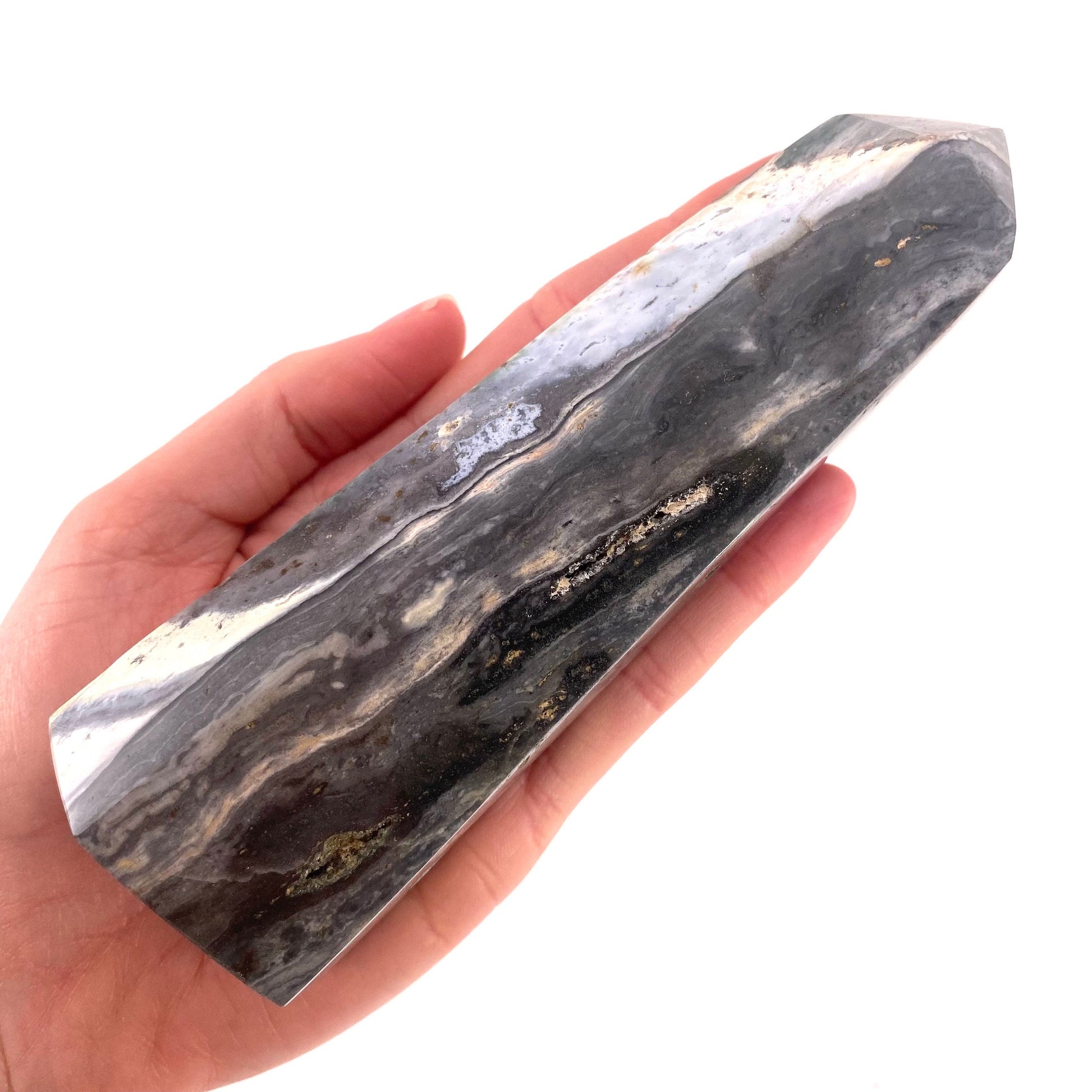 Ocean Jasper Point, orbicular jasper point, crystal point, ocean jasper crystal, orbicular jasper