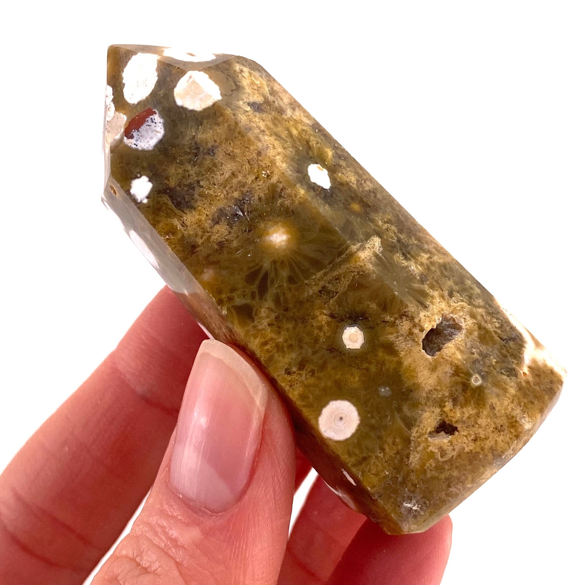 Ocean Jasper Point, orbicular jasper point, crystal point, ocean jasper crystal, orbicular jasper