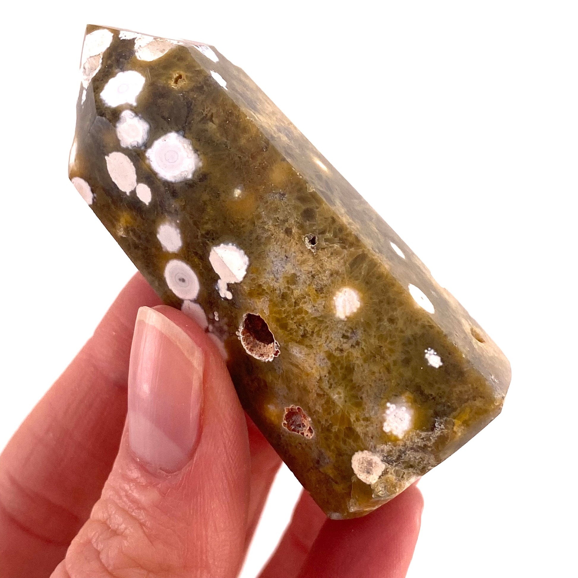 Ocean Jasper Point, orbicular jasper point, crystal point, ocean jasper crystal, orbicular jasper