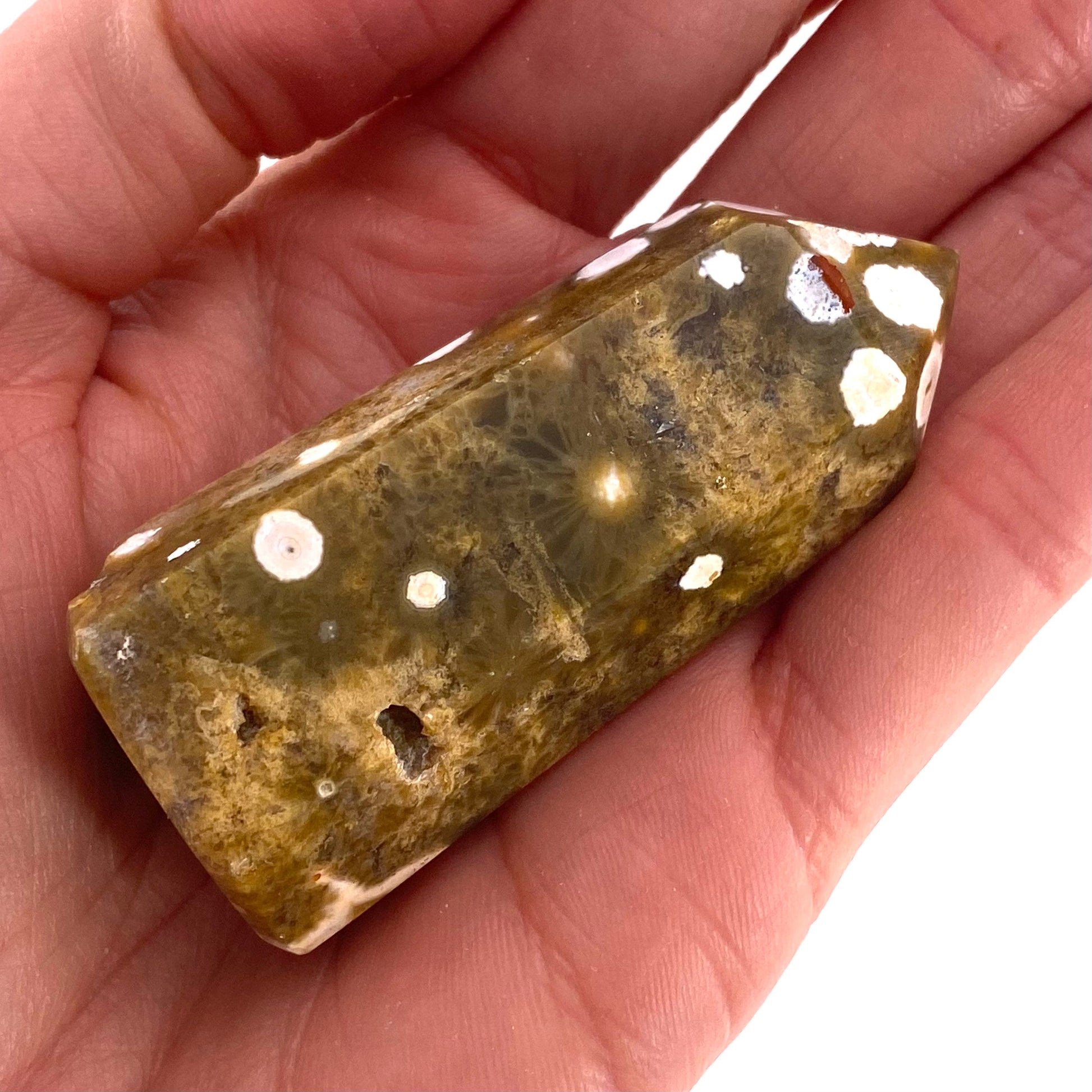 Ocean Jasper Point, orbicular jasper point, crystal point, ocean jasper crystal, orbicular jasper