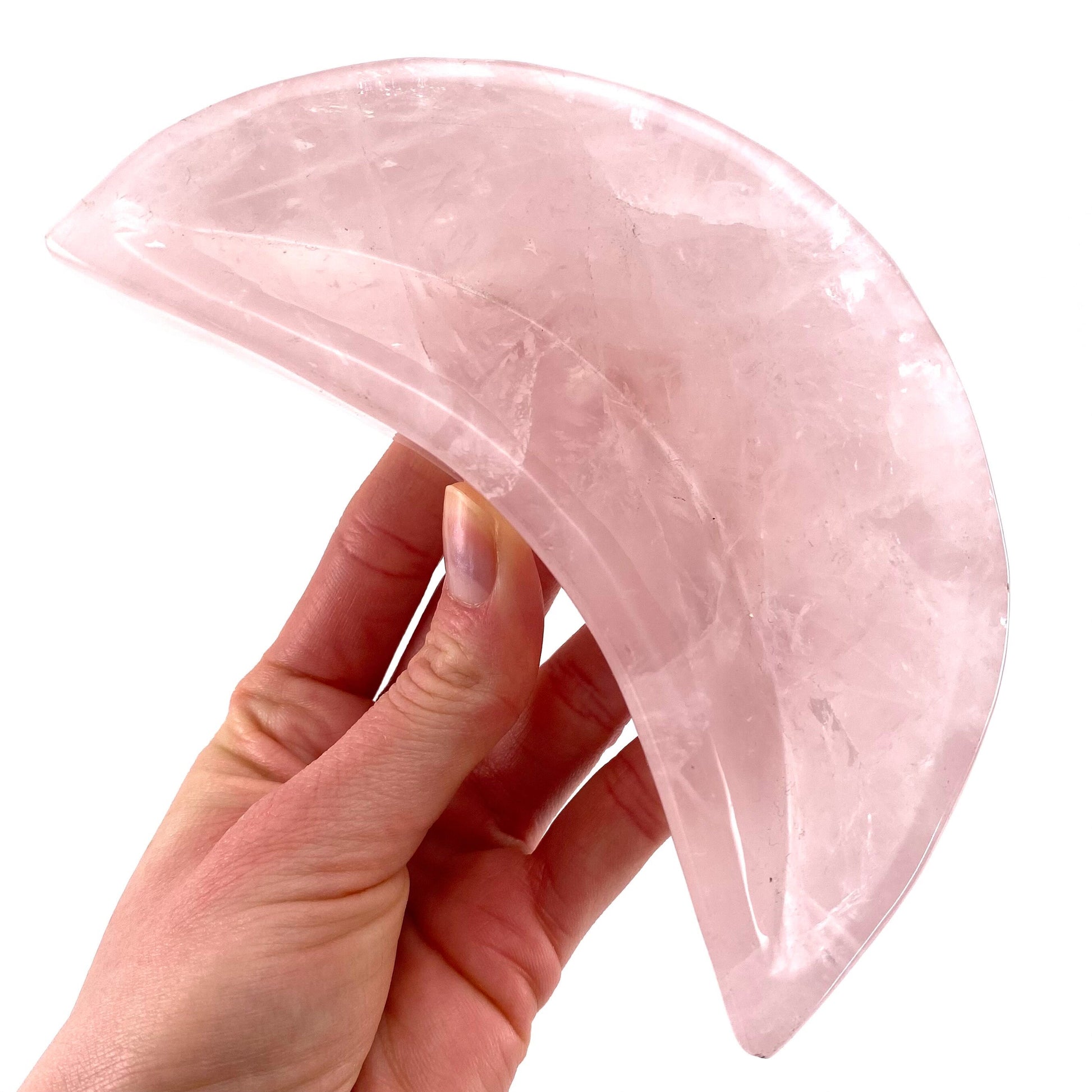 Rose quartz moon bowl, natural rose quartz, polished rose quartz bowl, rose quartz bowl, crystal bowl, moon shaped bowl
