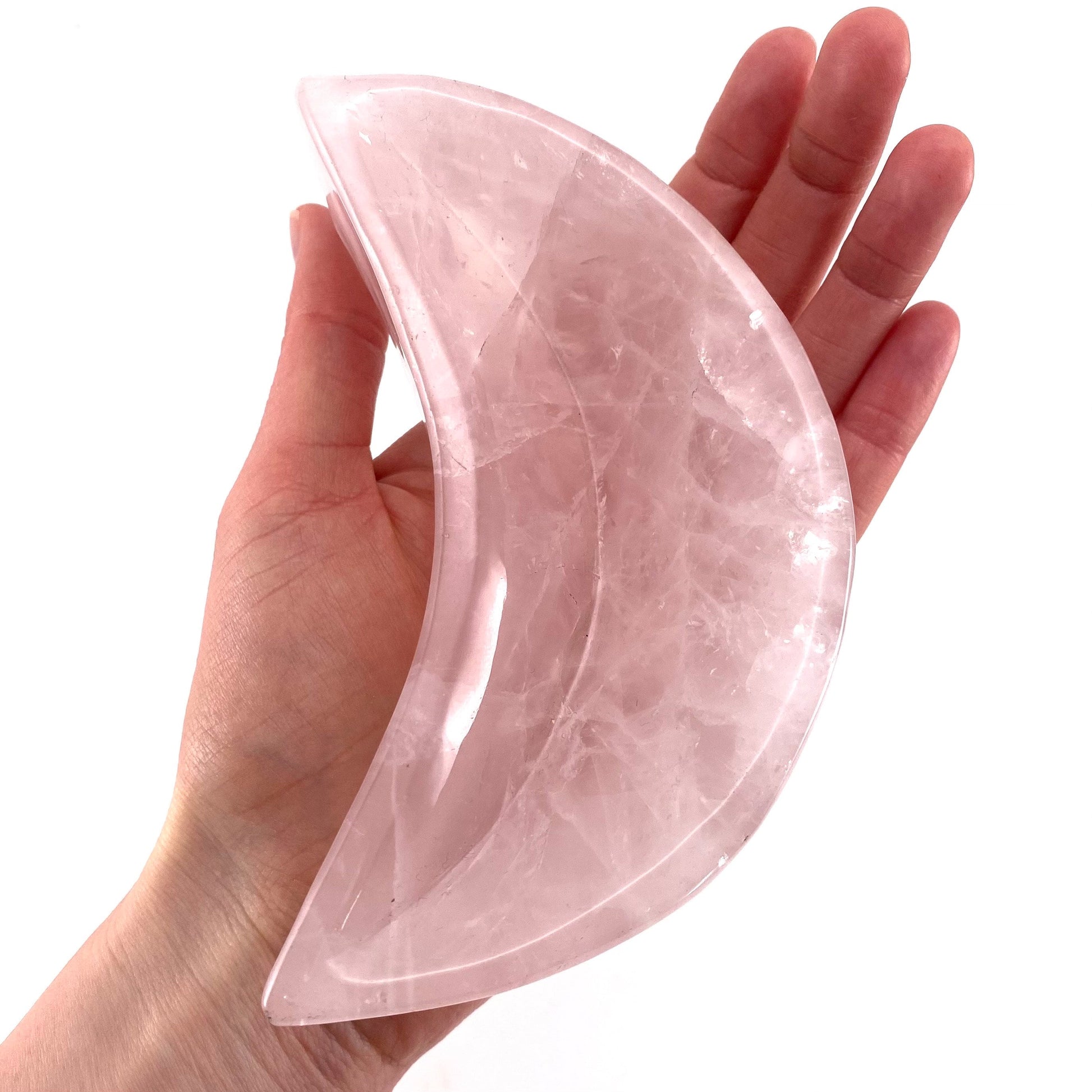 Rose quartz moon bowl, natural rose quartz, polished rose quartz bowl, rose quartz bowl, crystal bowl, moon shaped bowl