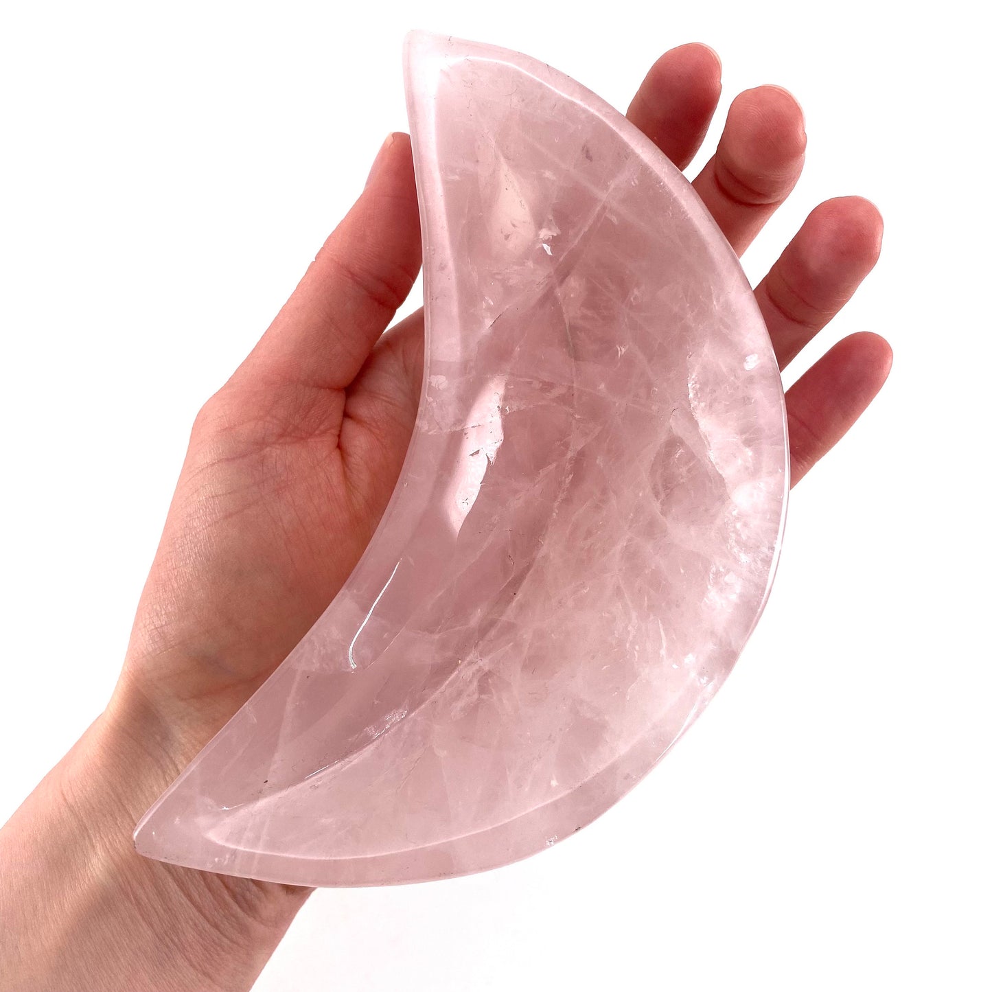 Rose quartz moon bowl, natural rose quartz, polished rose quartz bowl, rose quartz bowl, crystal bowl, moon shaped bowl