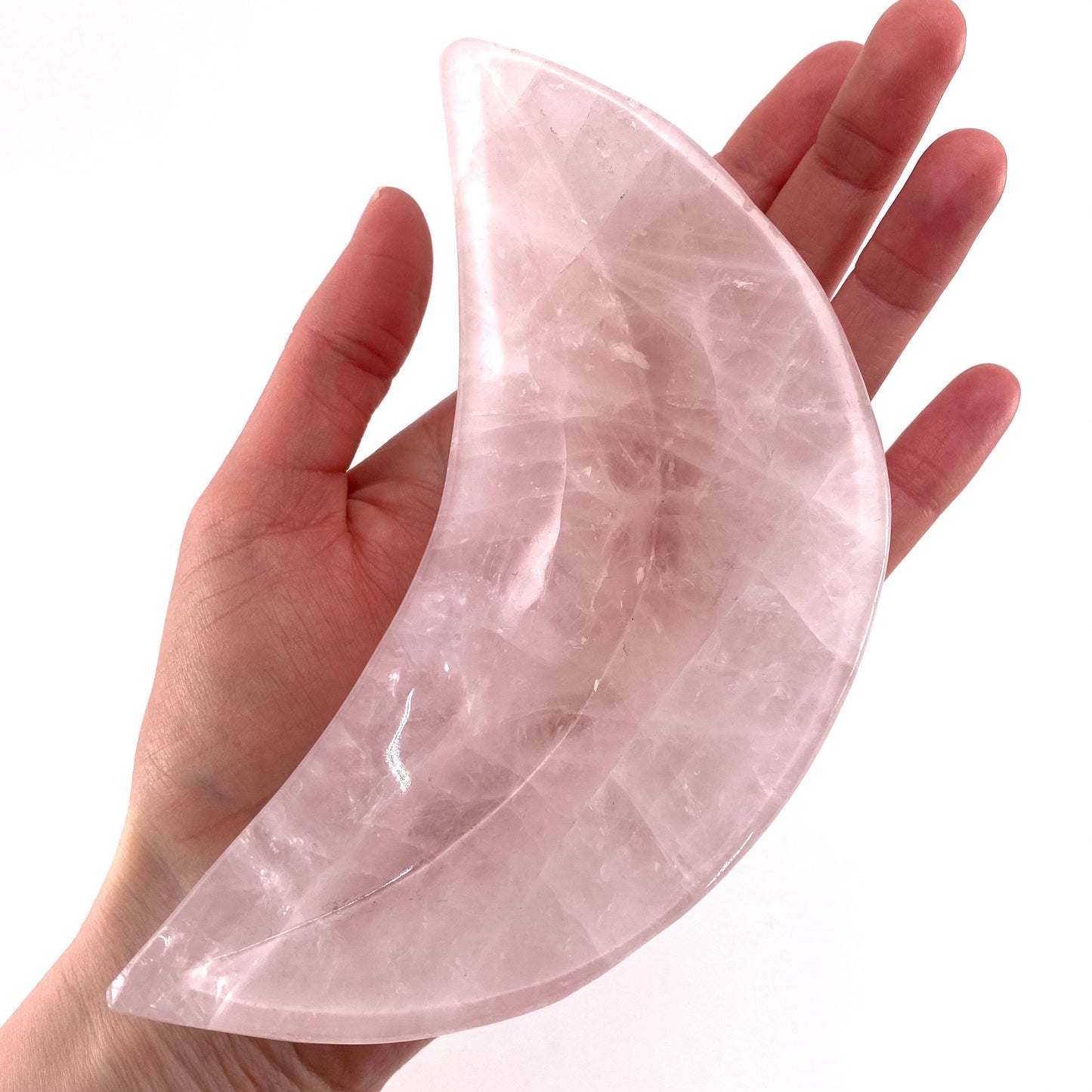 Rose quartz moon bowl, natural rose quartz, polished rose quartz bowl, rose quartz bowl, crystal bowl, moon shaped bowl