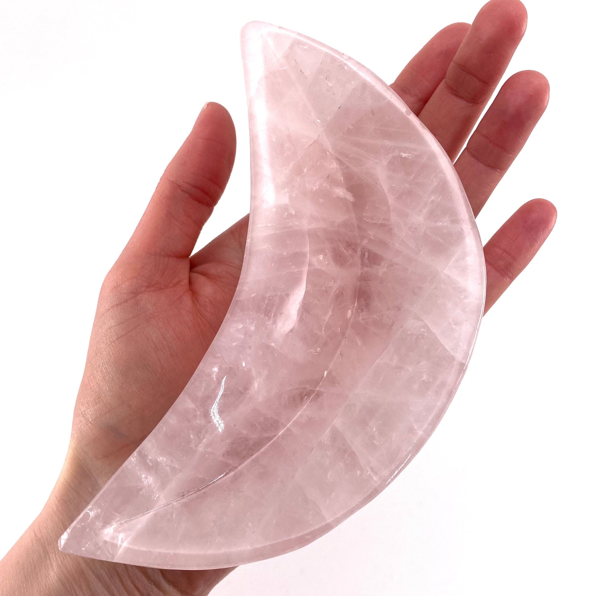 Rose quartz moon bowl, natural rose quartz, polished rose quartz bowl, rose quartz bowl, crystal bowl, moon shaped bowl
