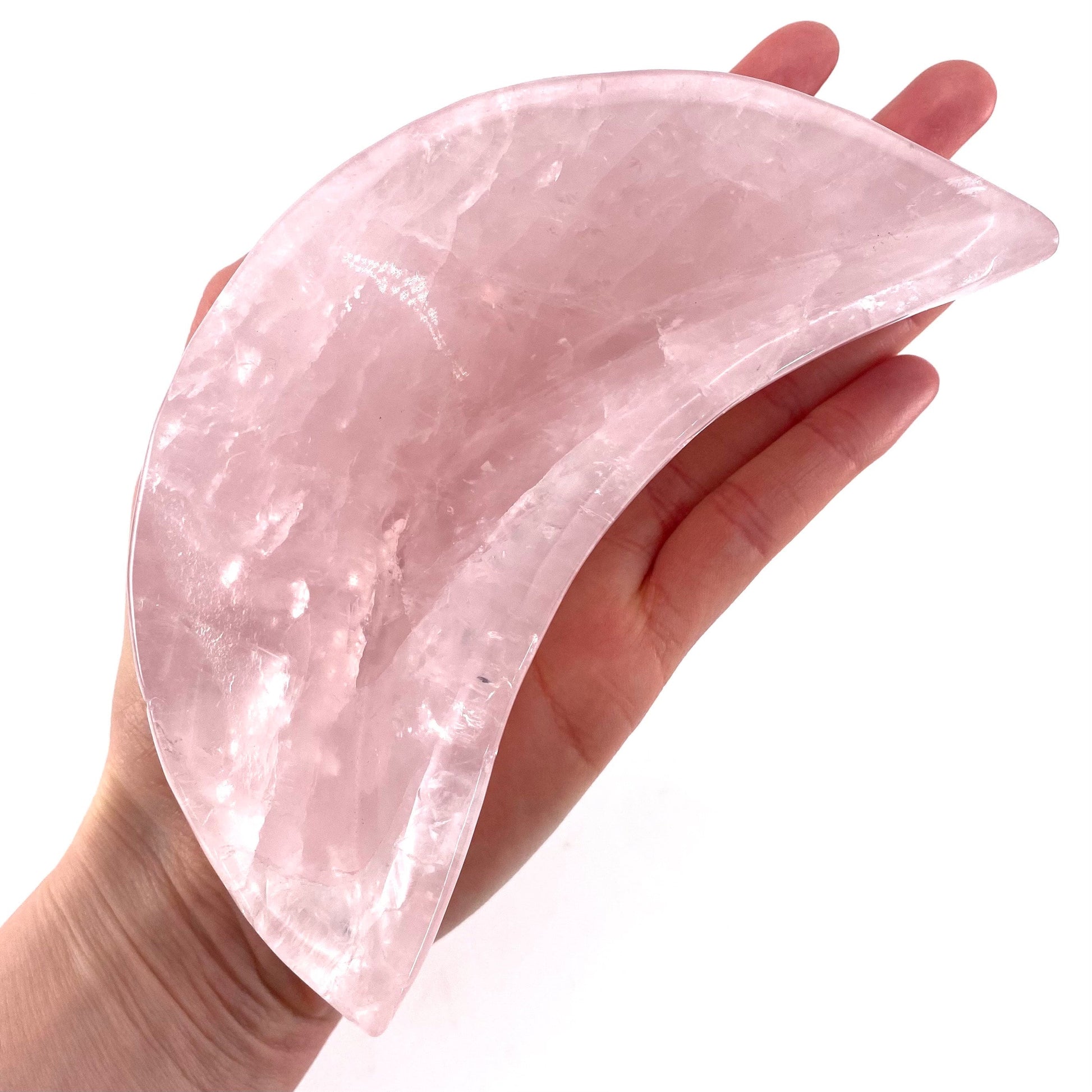 Rose quartz moon bowl, natural rose quartz, polished rose quartz bowl, rose quartz bowl, crystal bowl, moon shaped bowl
