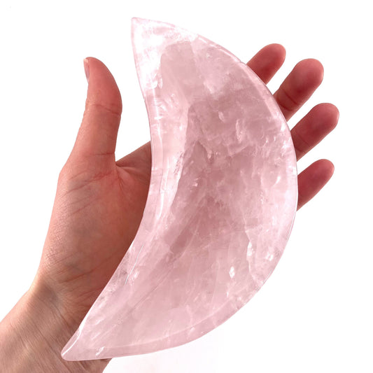 Rose quartz moon bowl, natural rose quartz, polished rose quartz bowl, rose quartz bowl, crystal bowl, moon shaped bowl