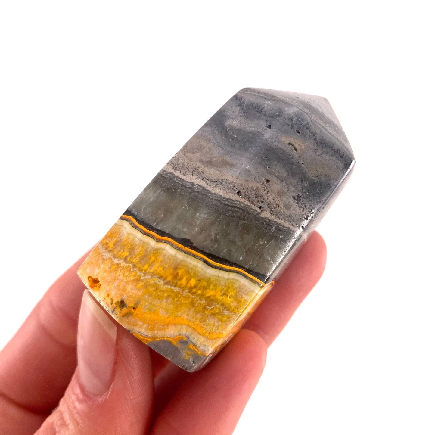 Bumblebee Jasper point, crystal point, bumblebee jasper tower