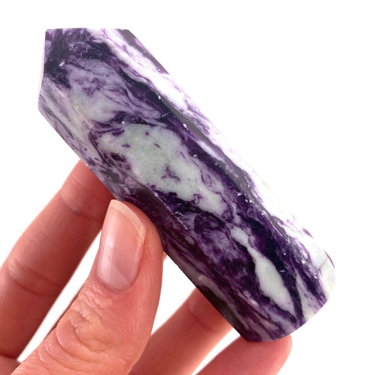 Kammererite Point, polished kammererite, kammererite crystal, kammererite tower, kammererite wand