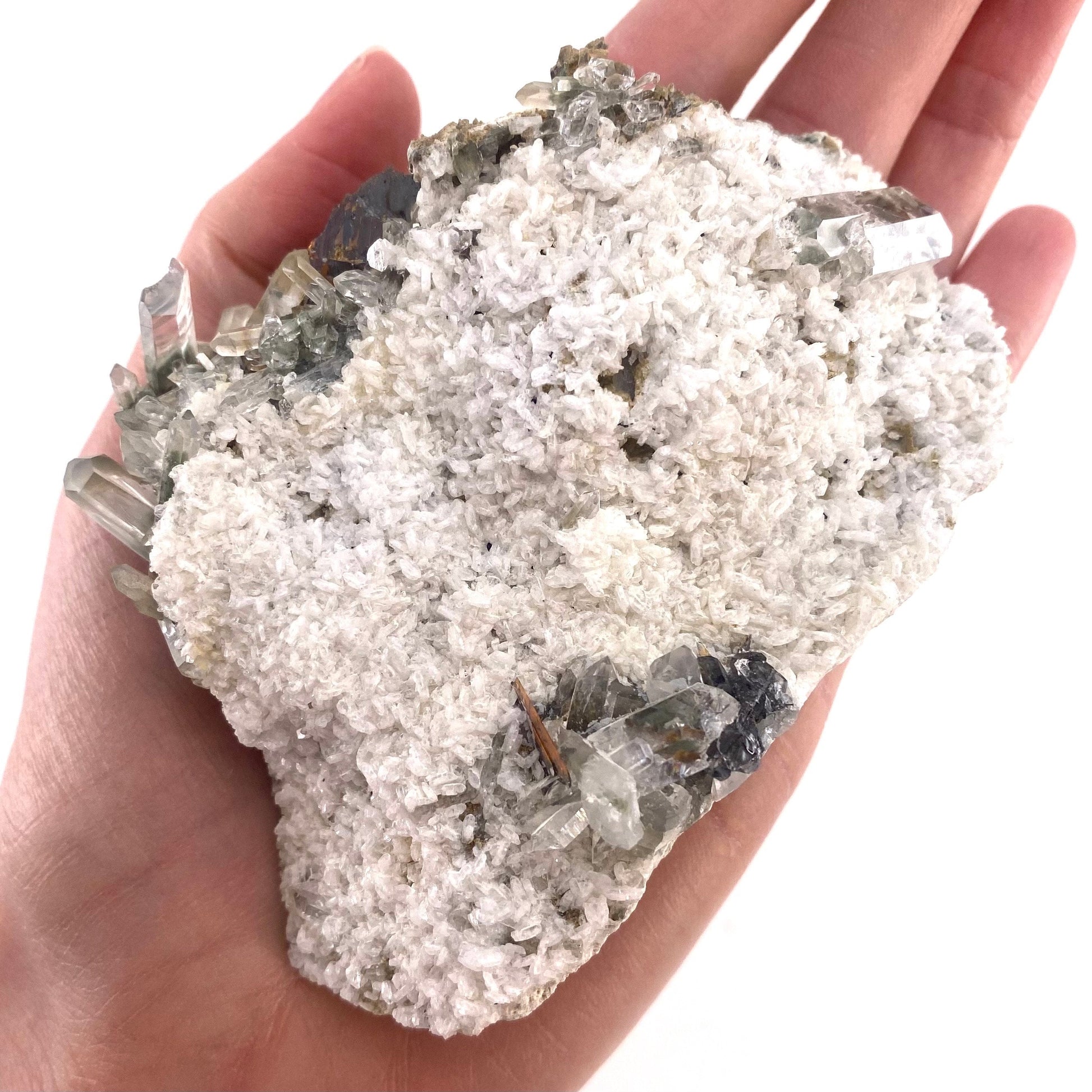 Green phantom quartz cluster (Pakistan) | green phantom quartz, chlorite quartz, green chlorite quartz