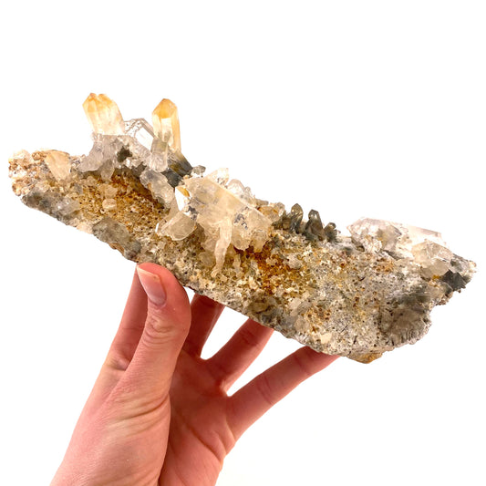 Green phantom quartz cluster (Pakistan) | green phantom quartz, chlorite quartz, green chlorite quartz