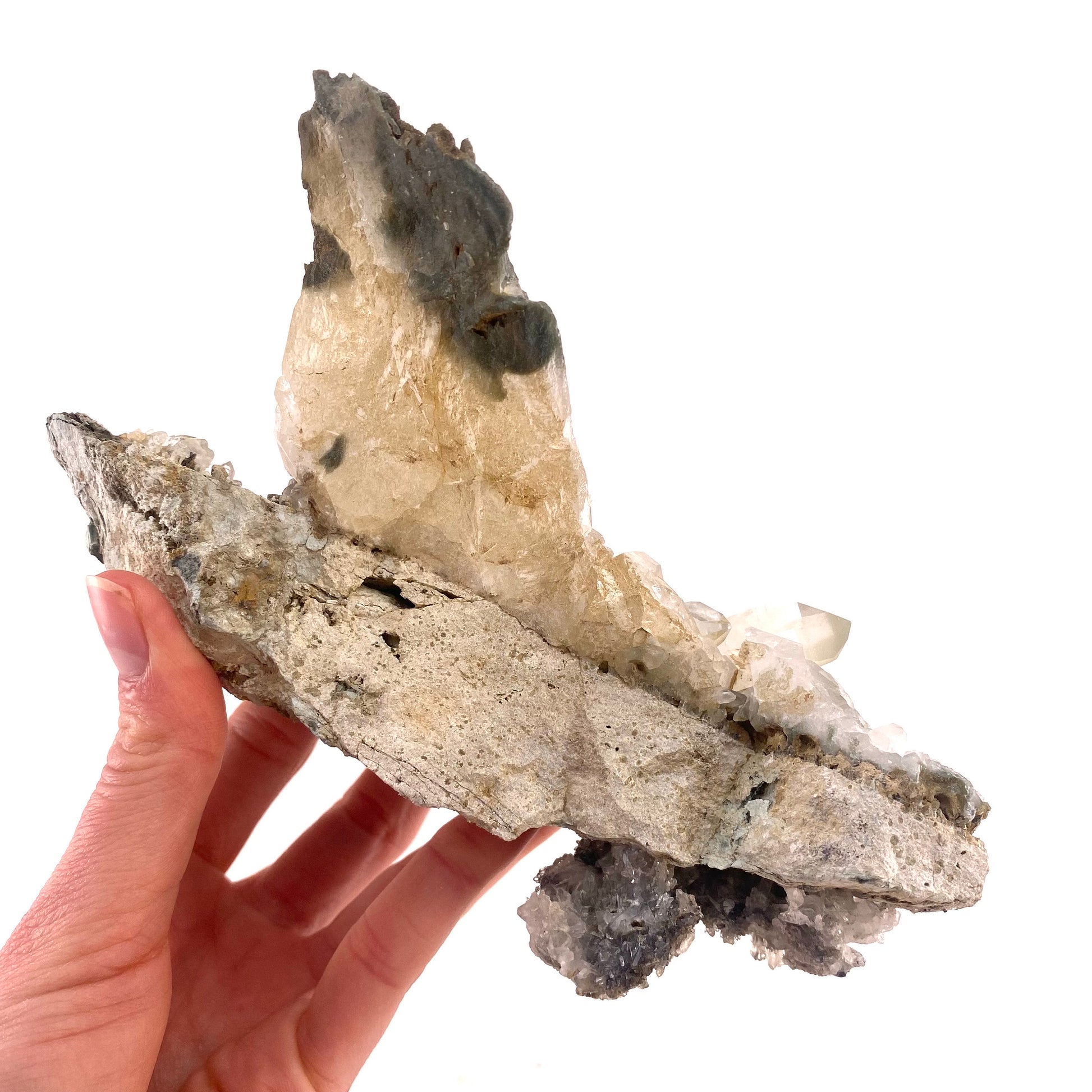 Green phantom quartz cluster (Pakistan) | green phantom quartz, chlorite quartz, green chlorite quartz