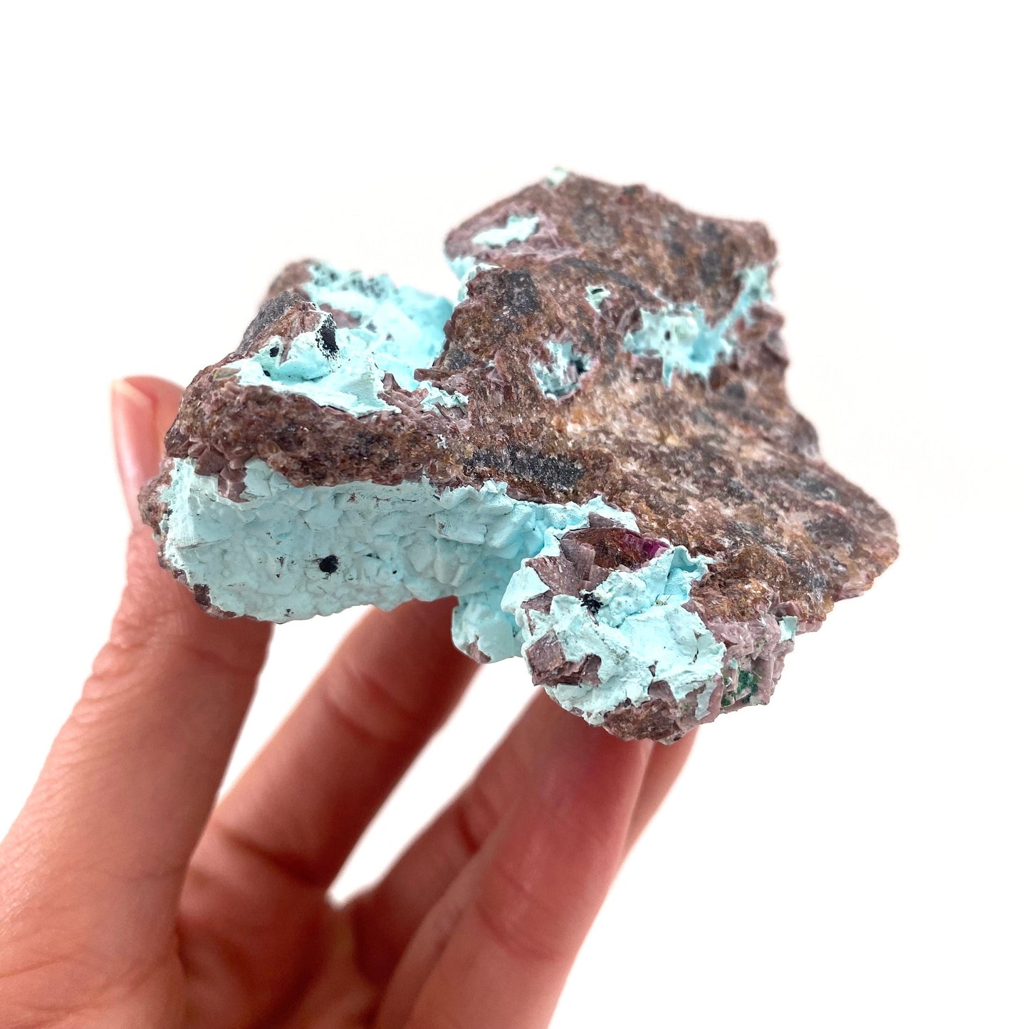 Druzy Chrysocolla with Cobalto Calcite Specimen (Congo), raw chrysocolla, druzy chrysocolla, chrysocolla crystal, raw crystals