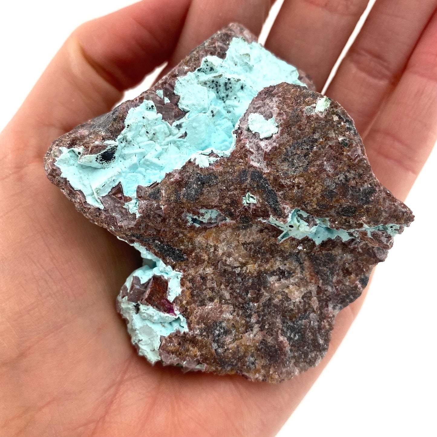 Druzy Chrysocolla with Cobalto Calcite Specimen (Congo), raw chrysocolla, druzy chrysocolla, chrysocolla crystal, raw crystals