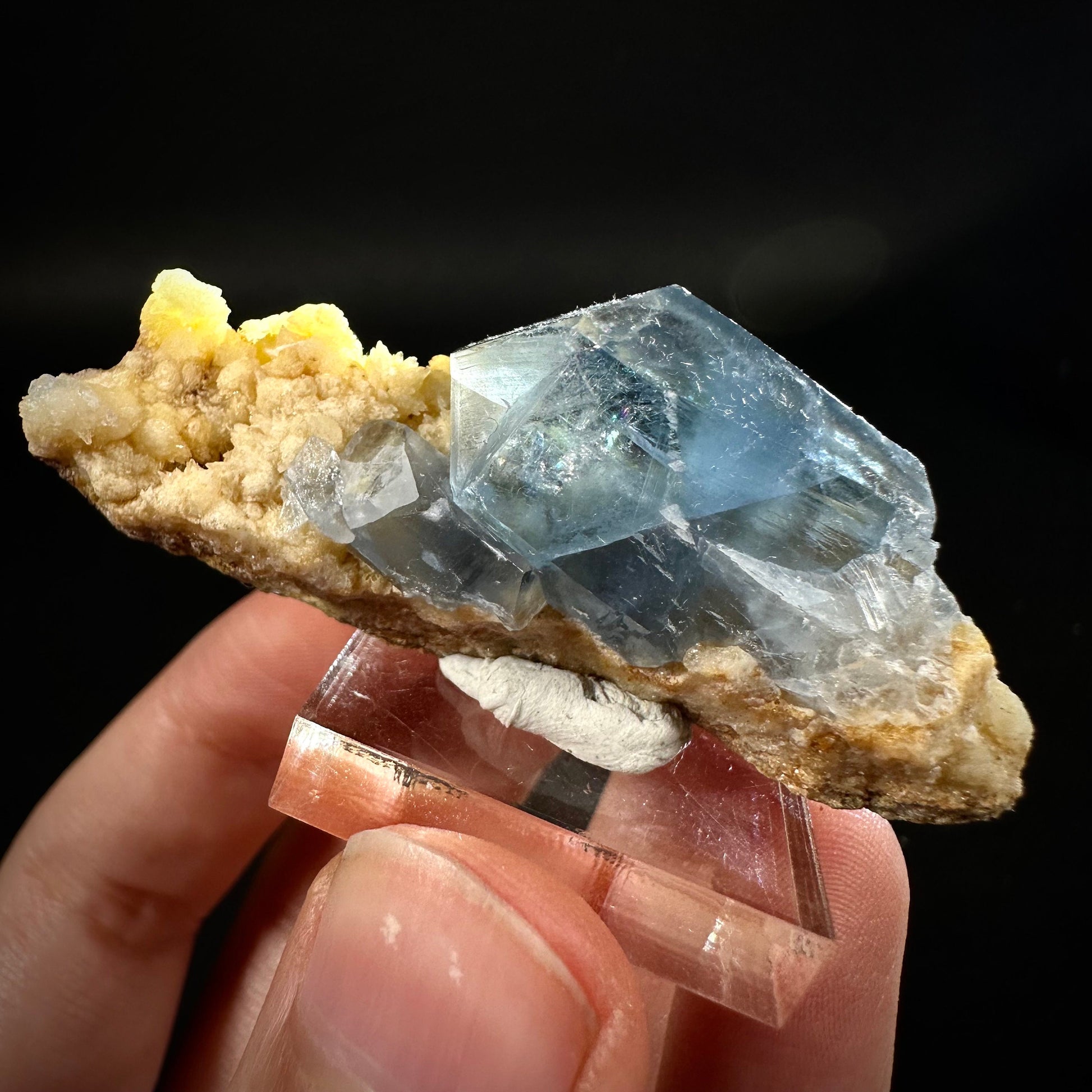 Blue Celestite on Calcite (Afghanistan), terminated celestite cluster, dark blue celestite, mineral specimen, natural celestite