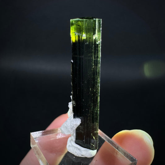 Green Cap Tourmaline with Albite (Pakistan) | raw tourmaline, green tourmaline, tourmaline crystal, rare minerals, rare crystals