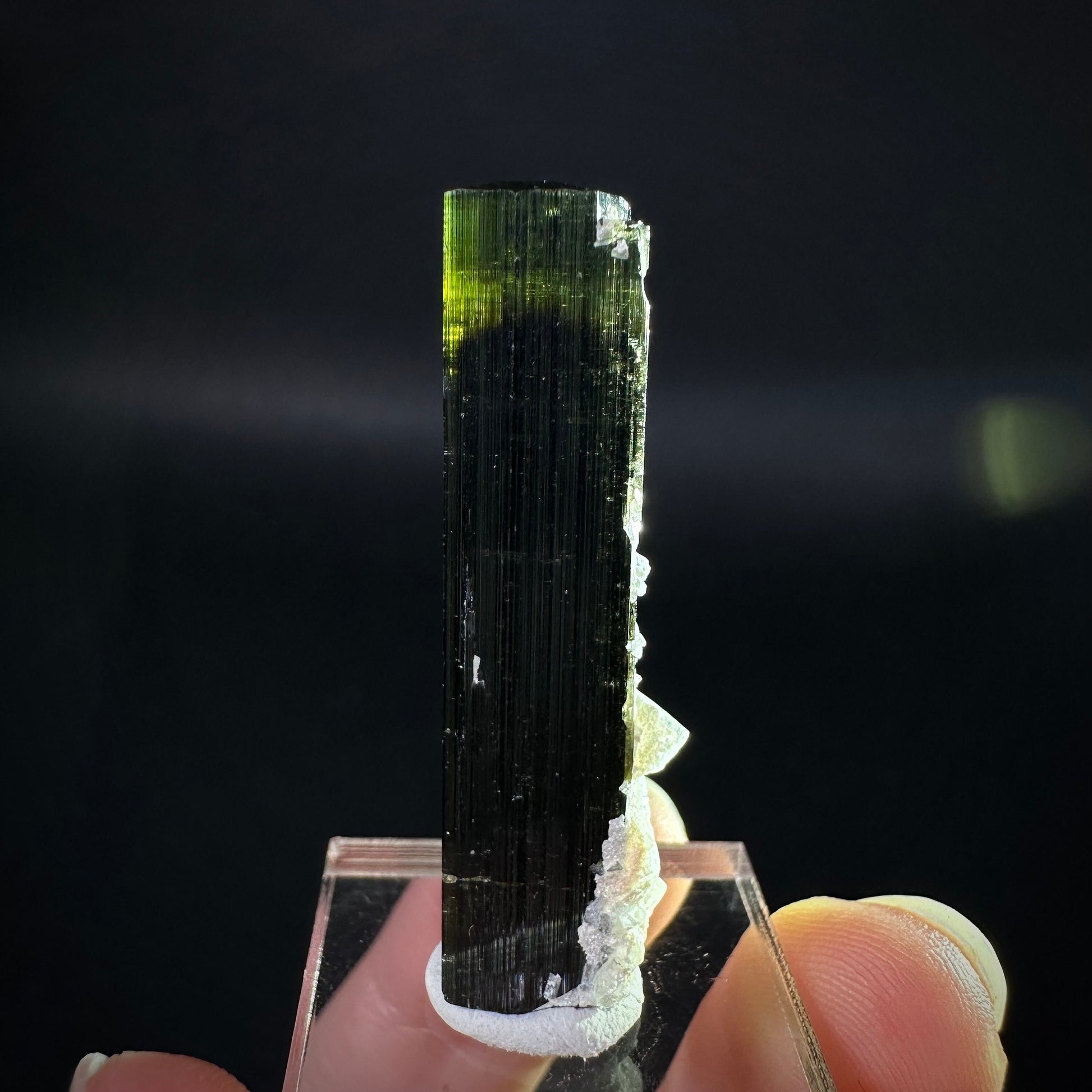 Green Cap Tourmaline with Albite (Pakistan) | raw tourmaline, green tourmaline, tourmaline crystal, rare minerals, rare crystals