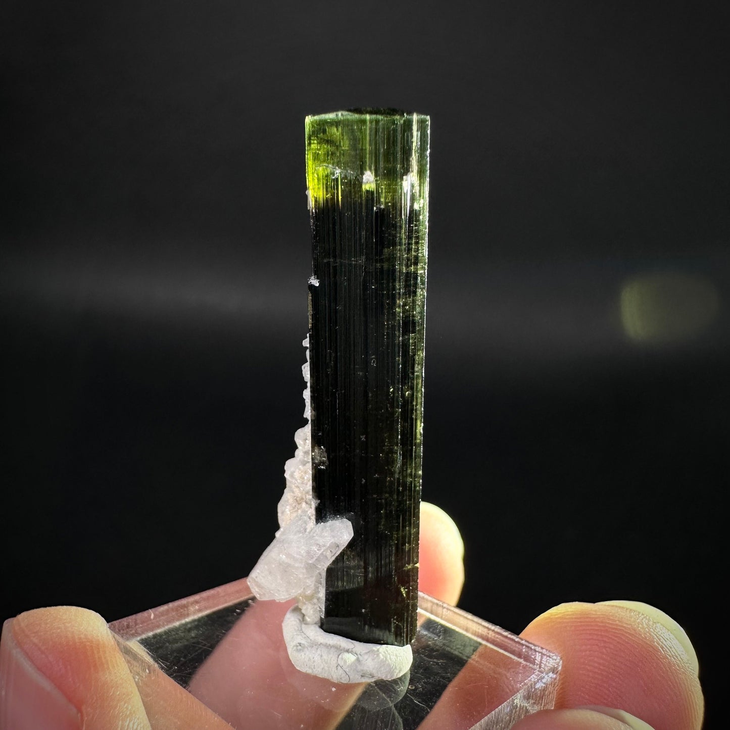 Green Cap Tourmaline with Albite (Pakistan) | raw tourmaline, green tourmaline, tourmaline crystal, rare minerals, rare crystals