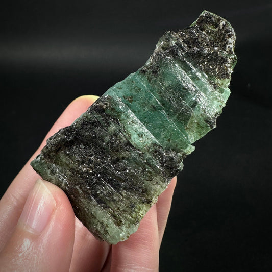 Natural Emerald with Mica (Pakistan) | beryl var. emerald, green emerald, raw emerald, emerald crystal, mineral specimen