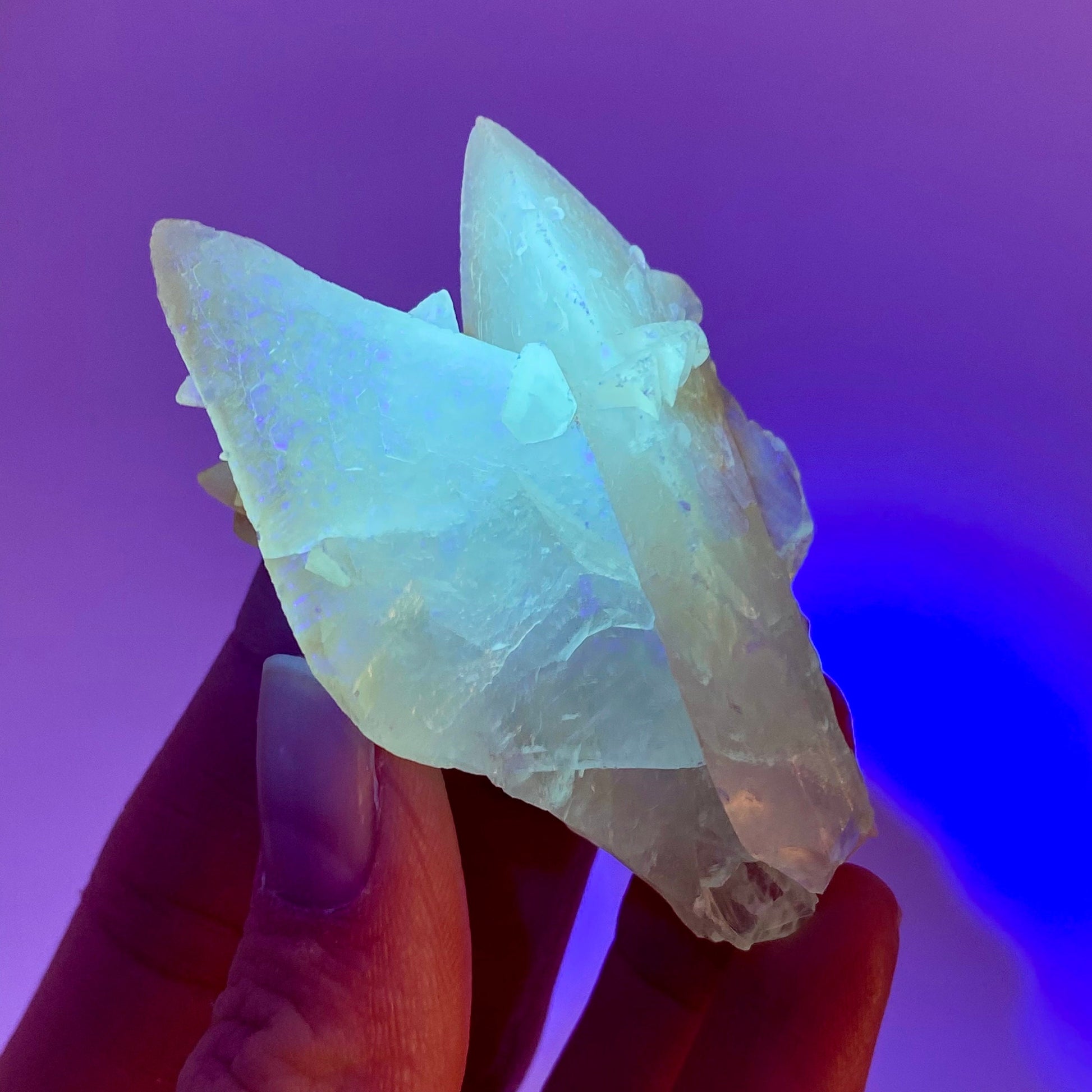 Fluorescent & Phosphorescent Calcite (Indonesia) | UV-reactive calcite, yellow calcite, calcite crystal, UV reactive crystal, crystals