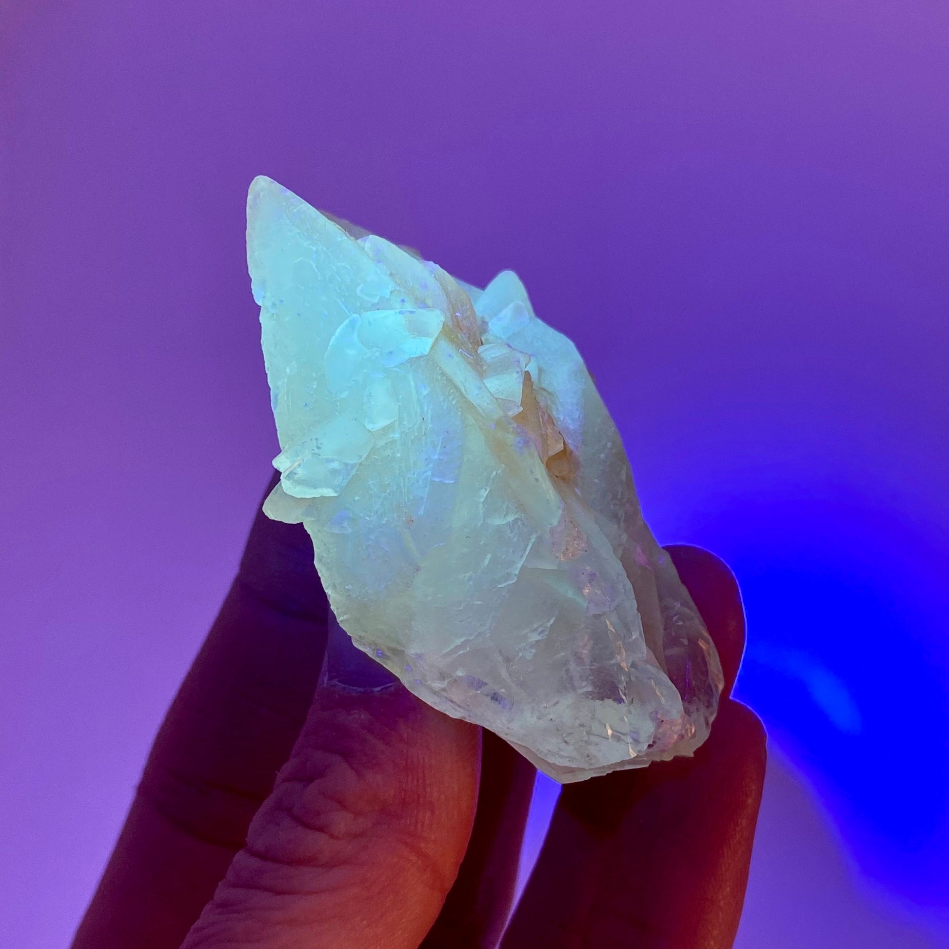 Fluorescent & Phosphorescent Calcite (Indonesia) | UV-reactive calcite, yellow calcite, calcite crystal, UV reactive crystal, crystals