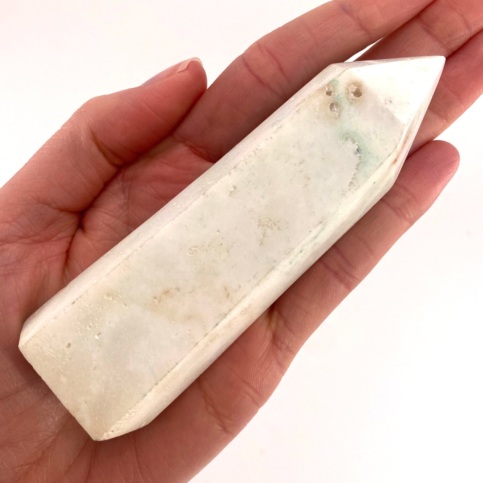 Smithsonite Point, blue smithsonite tower, crystal point, blue smithsonite crystal