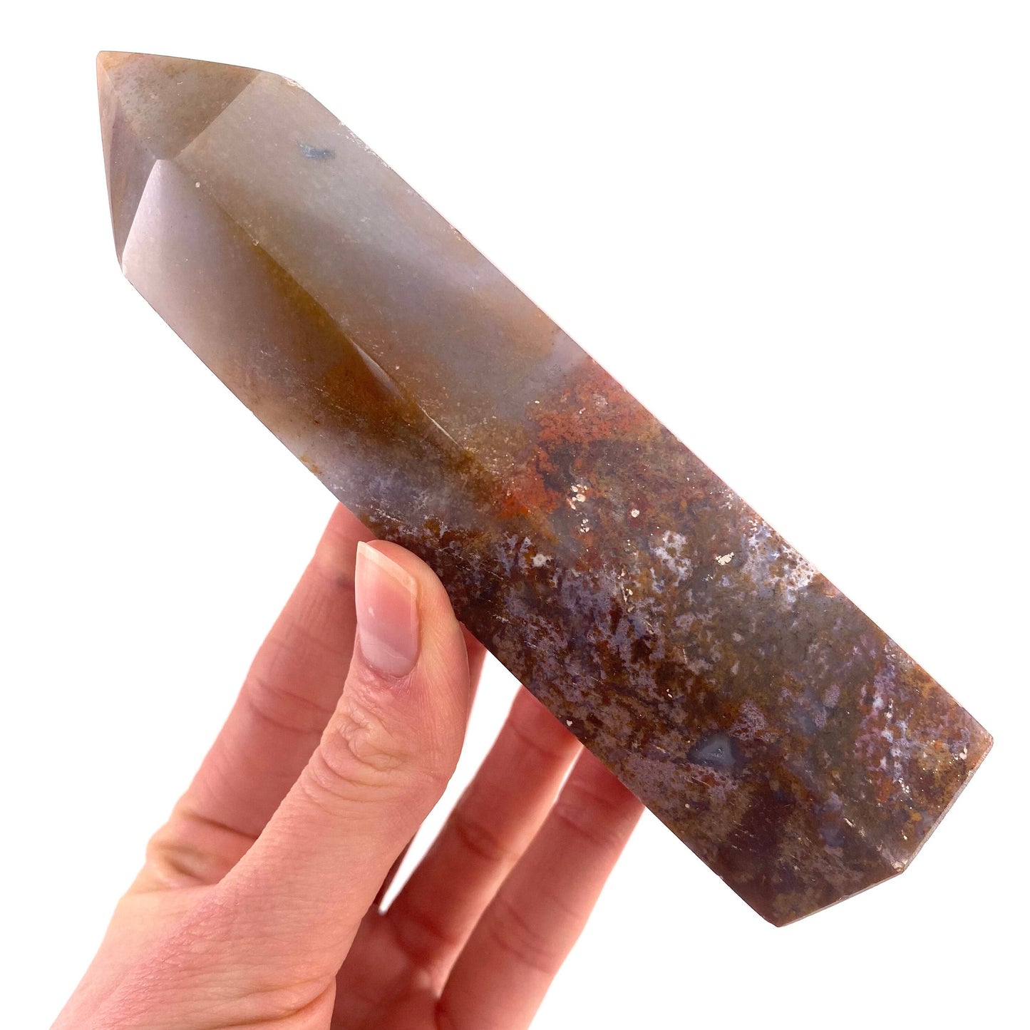 Ocean Jasper Point, orbicular jasper point, crystal point, ocean jasper crystal, orbicular jasper