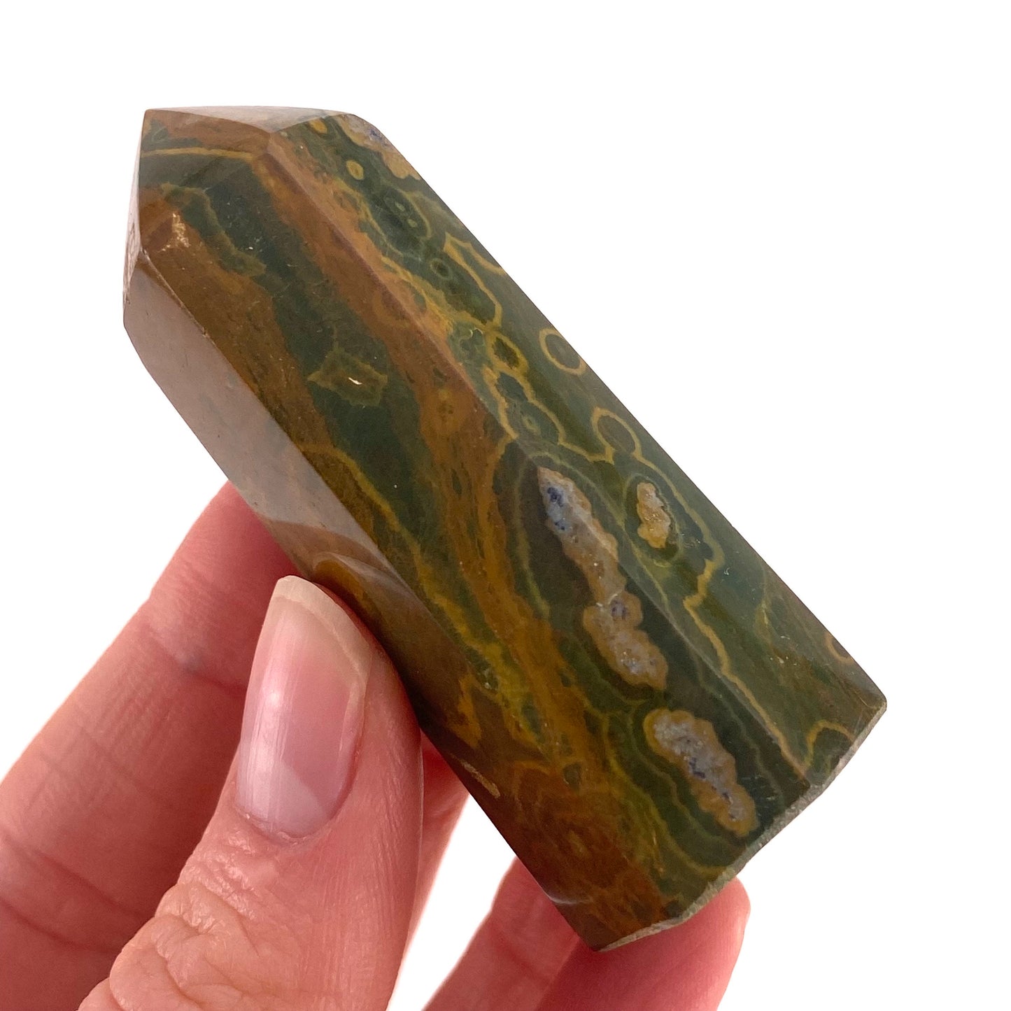 Ocean Jasper Point, orbicular jasper point, crystal point, ocean jasper crystal, orbicular jasper