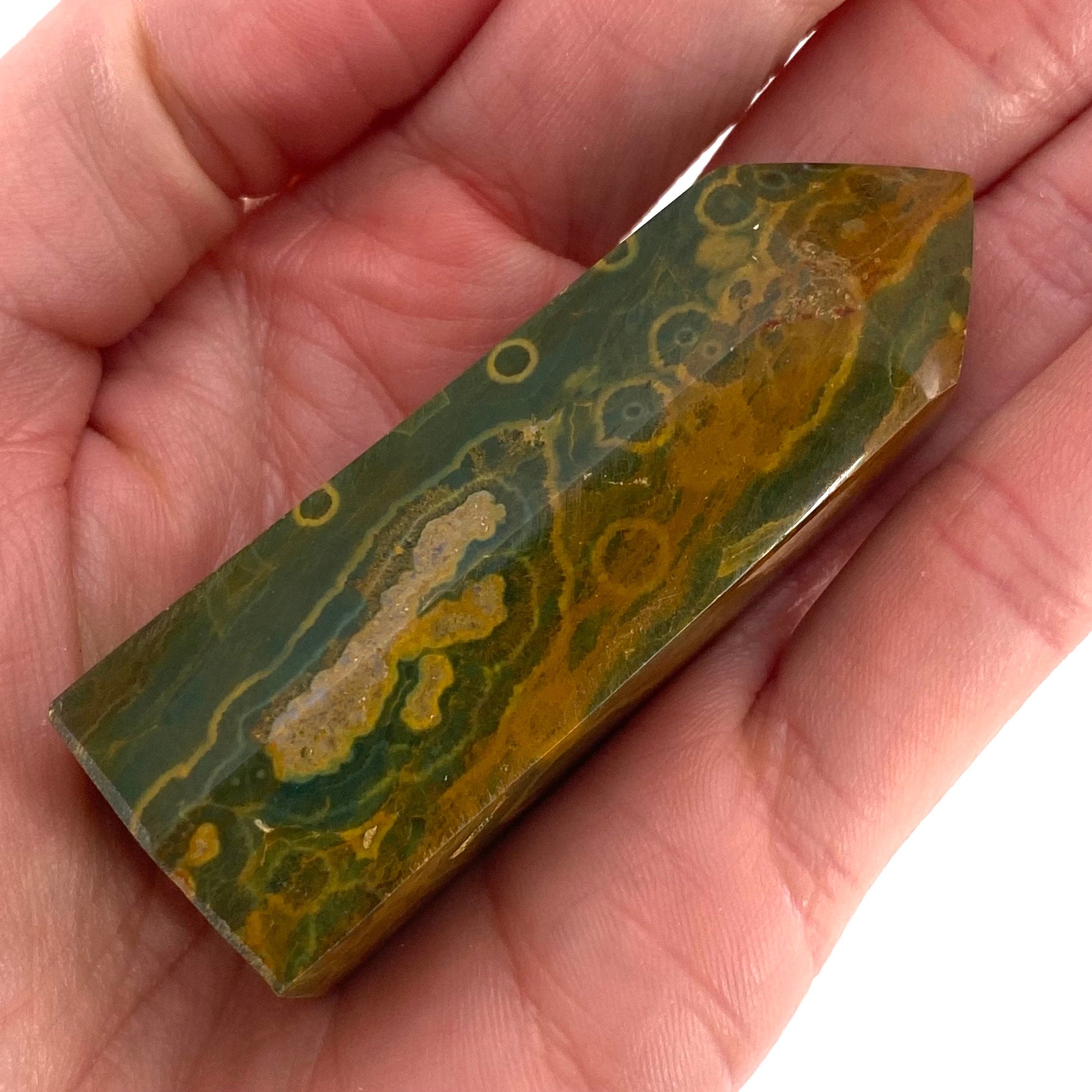 Ocean Jasper Point, orbicular jasper point, crystal point, ocean jasper crystal, orbicular jasper