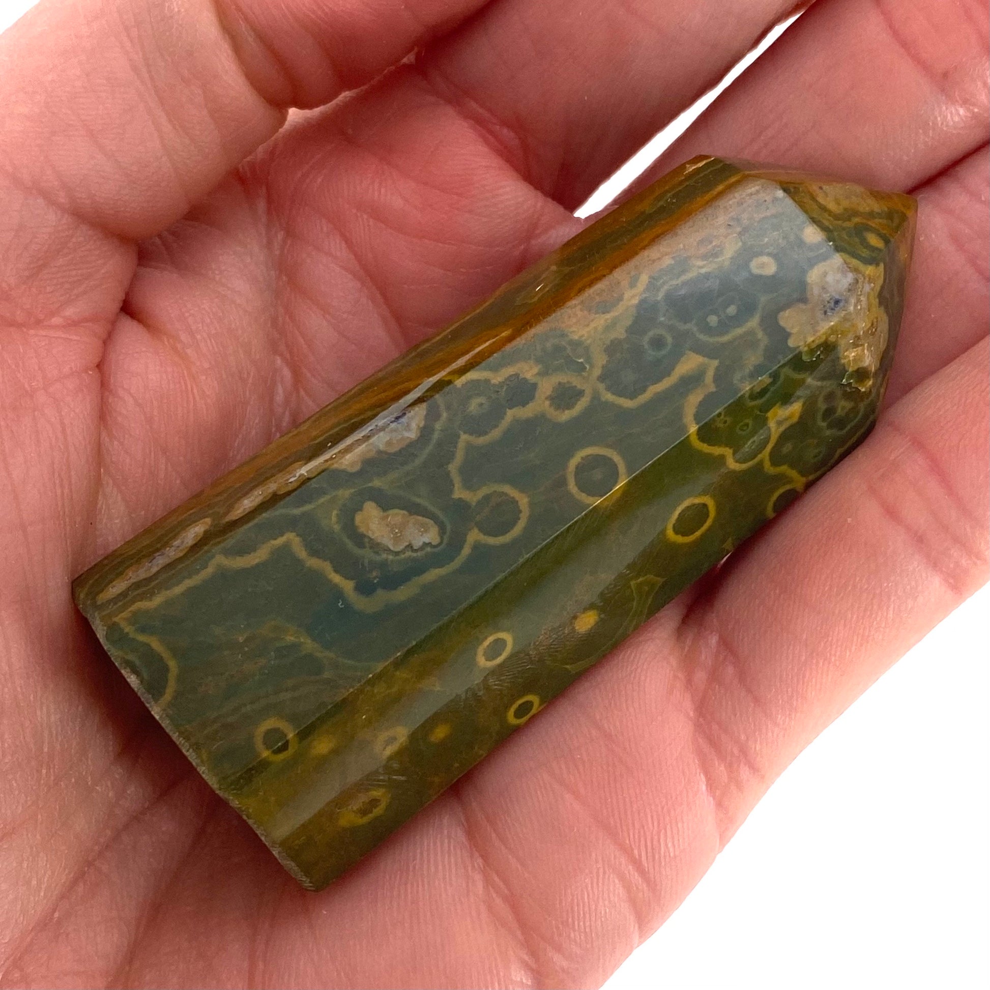 Ocean Jasper Point, orbicular jasper point, crystal point, ocean jasper crystal, orbicular jasper