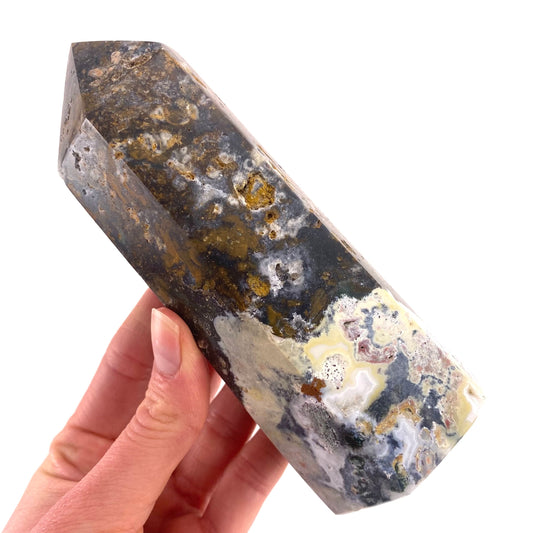 Ocean Jasper Point, orbicular jasper point, crystal point, ocean jasper crystal, orbicular jasper