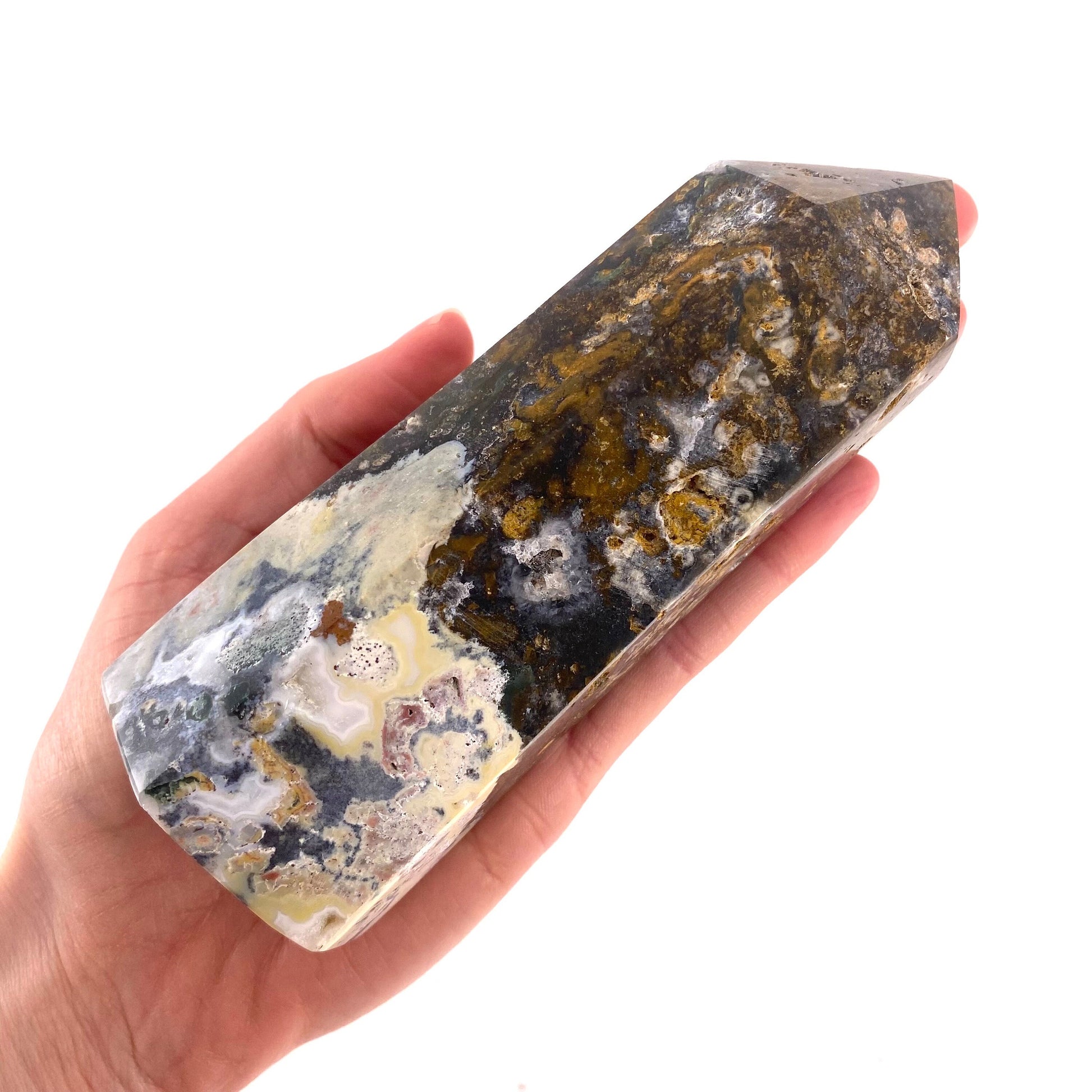 Ocean Jasper Point, orbicular jasper point, crystal point, ocean jasper crystal, orbicular jasper