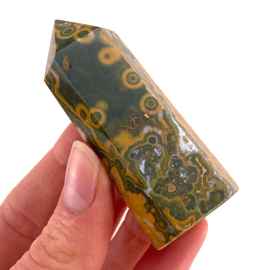 Ocean Jasper Point, orbicular jasper point, crystal point, ocean jasper crystal, orbicular jasper